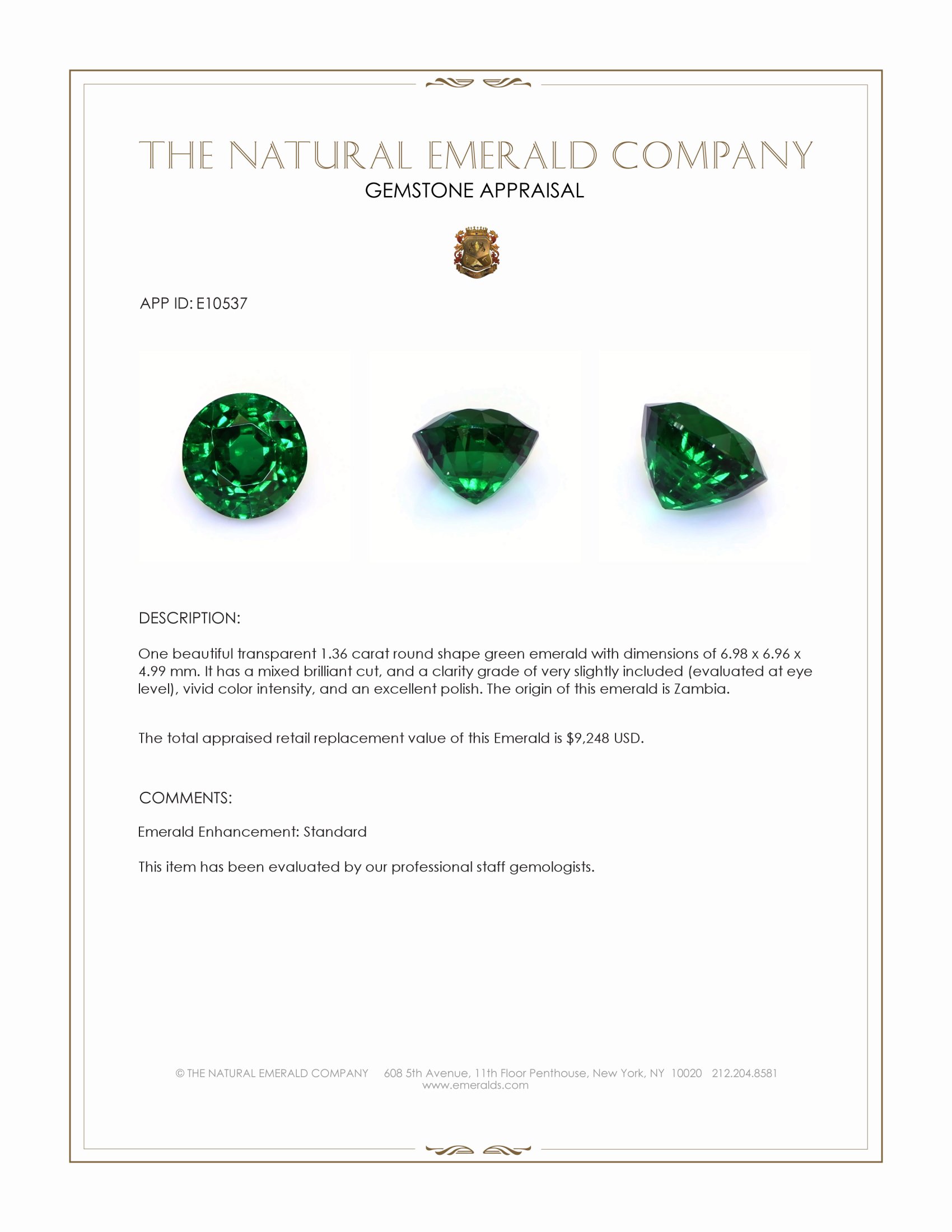 1.36 Ct. Emerald from Zambia