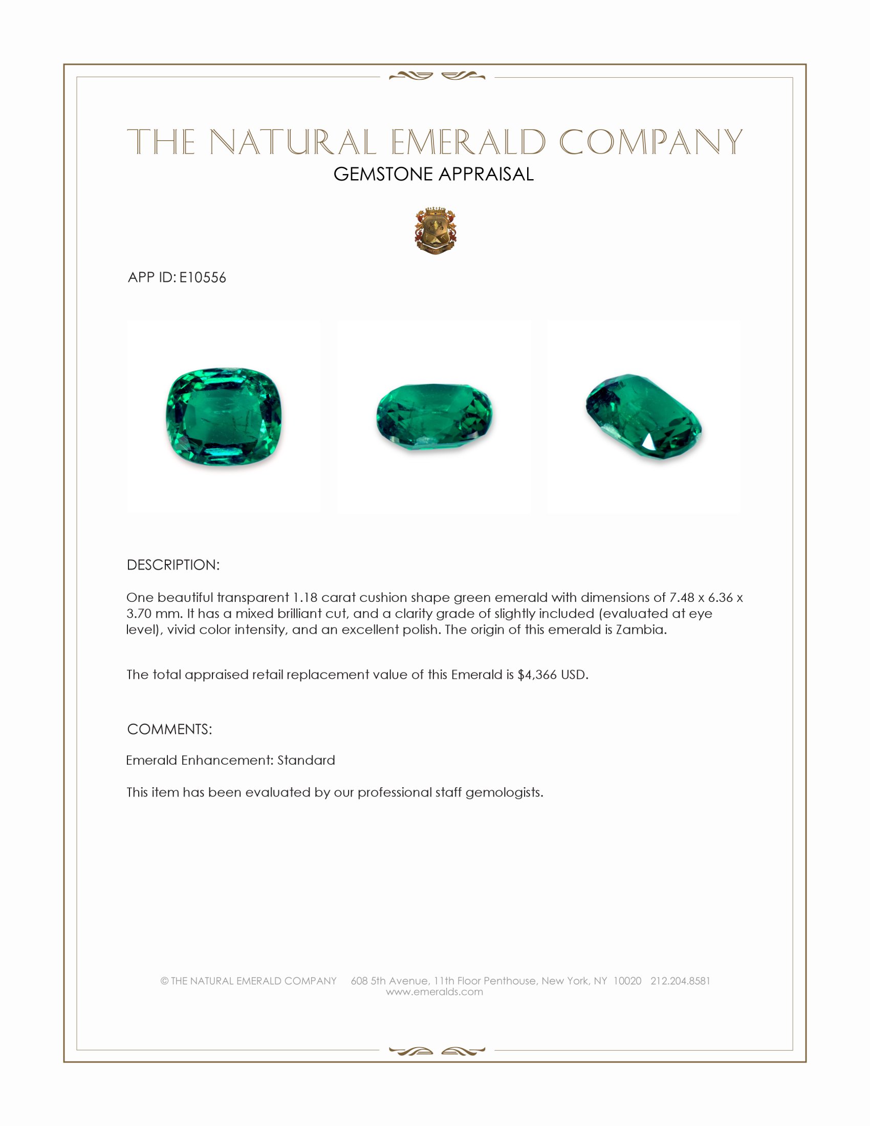 1.18 Ct. Emerald from Zambia