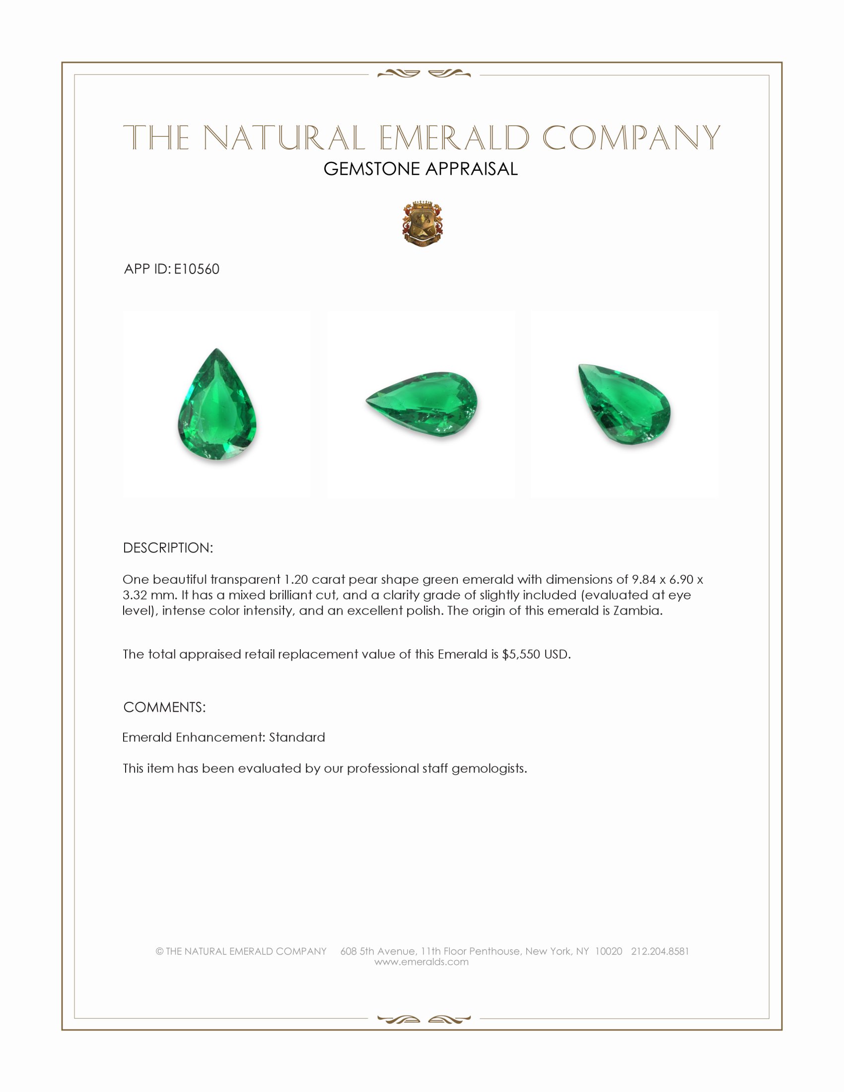 1.20 Ct. Emerald from Zambia