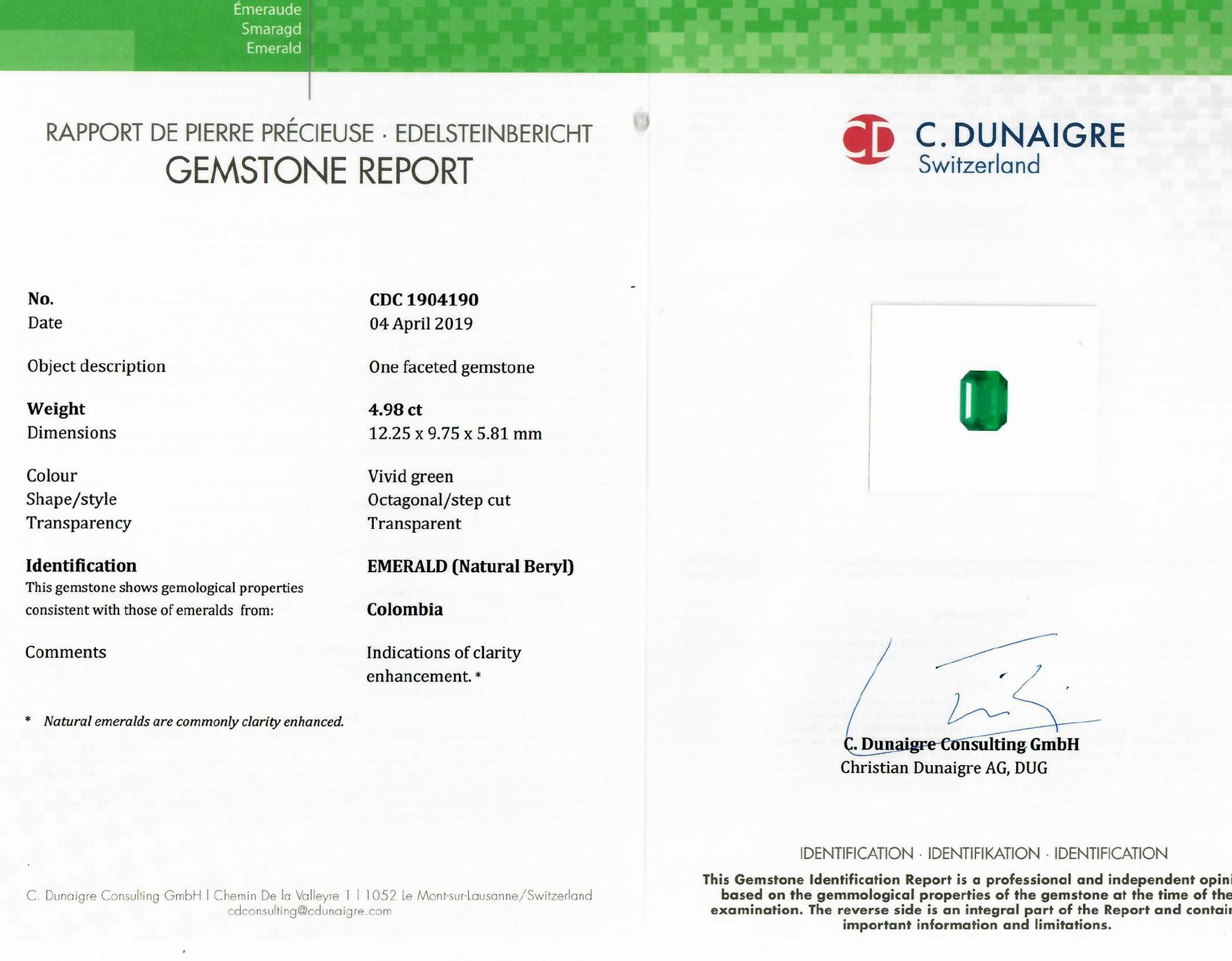 4.98 Ct. Emerald from Colombia