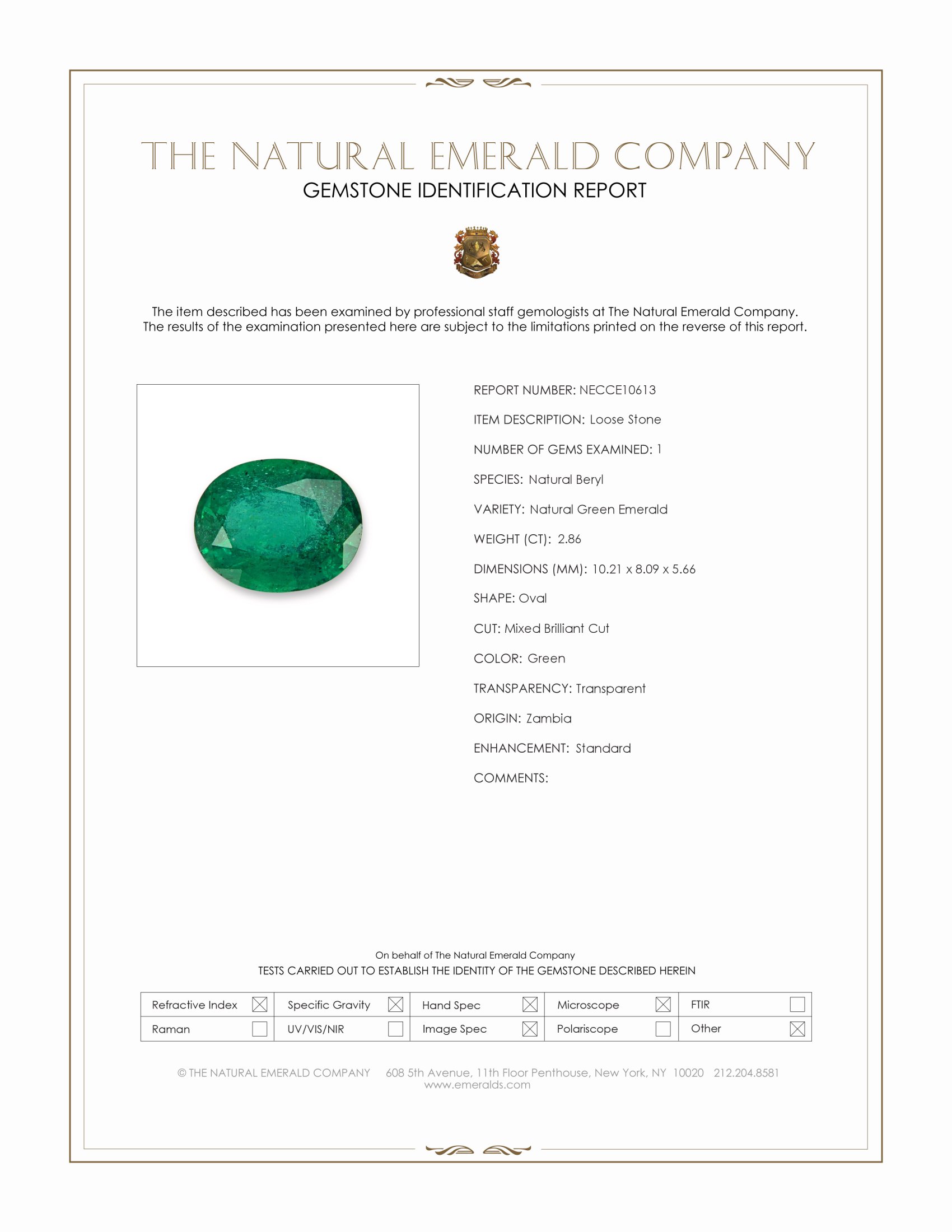 2.86 Ct. Emerald from Zambia
