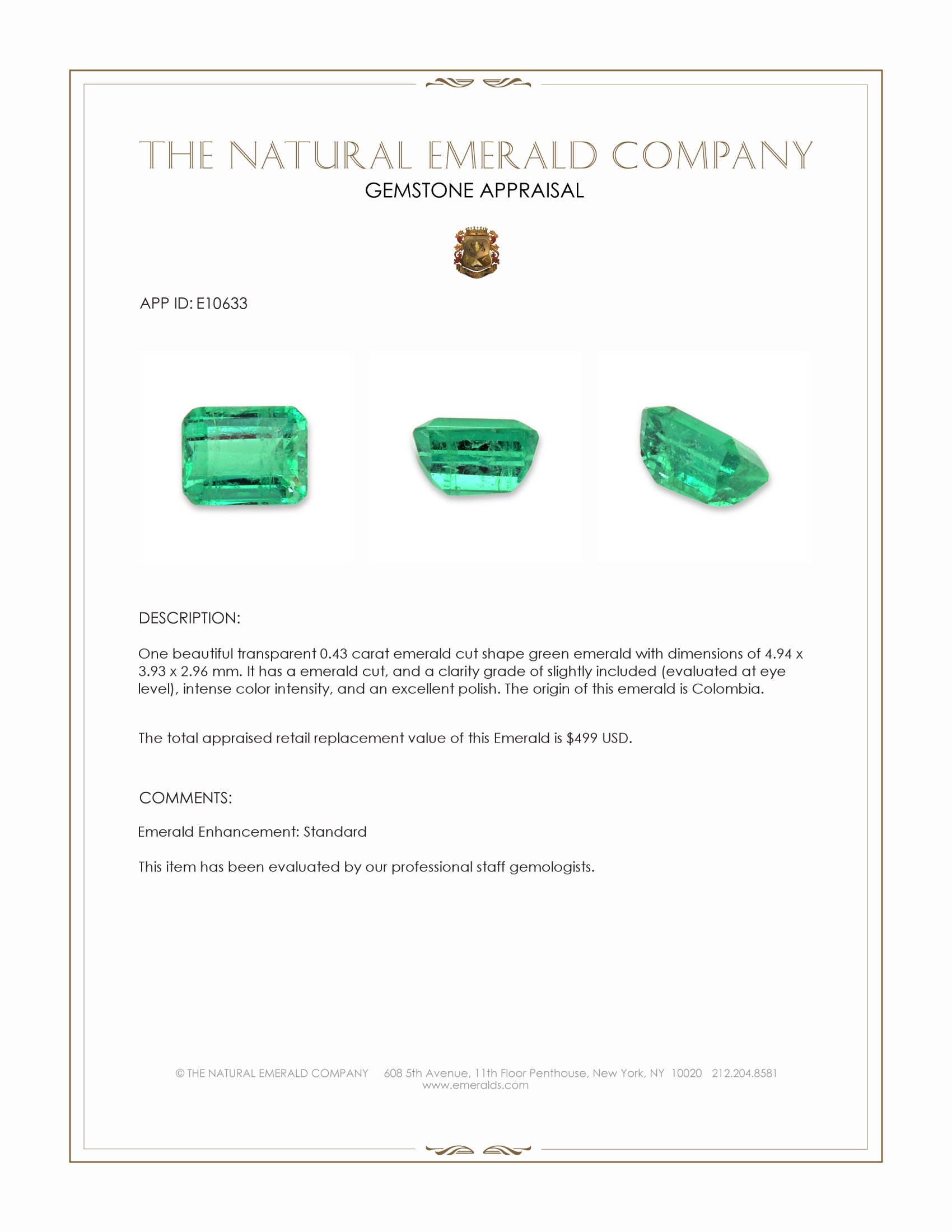 0.43 Ct. Emerald from Colombia