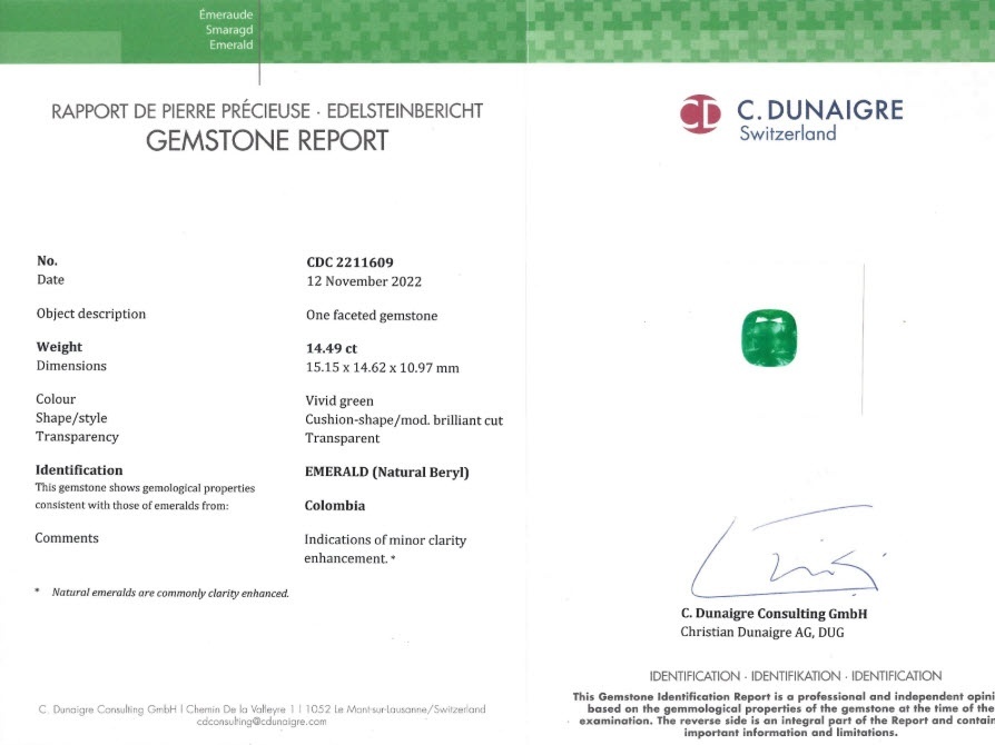 14.49 Ct. Emerald from Colombia