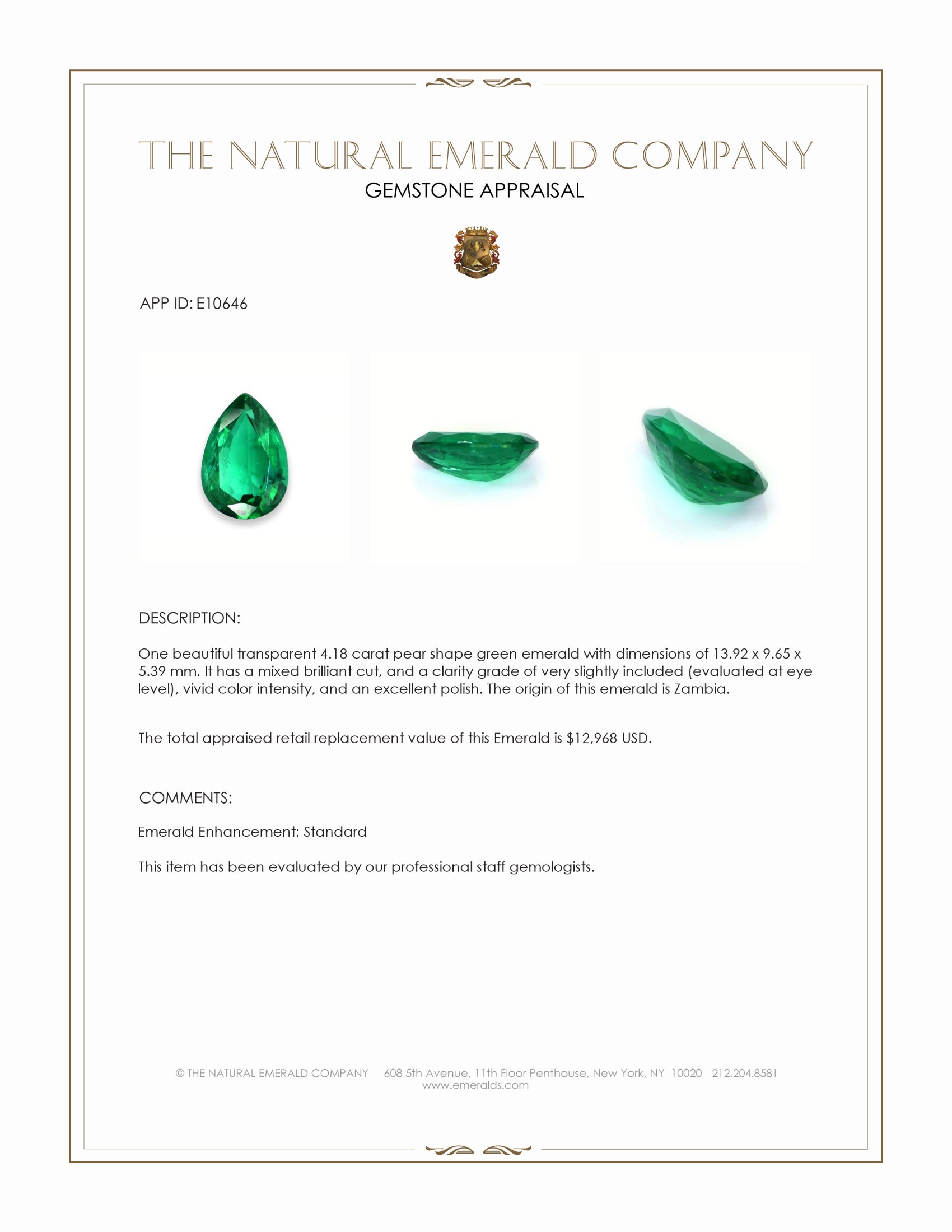 4.18 Ct. Emerald from Zambia