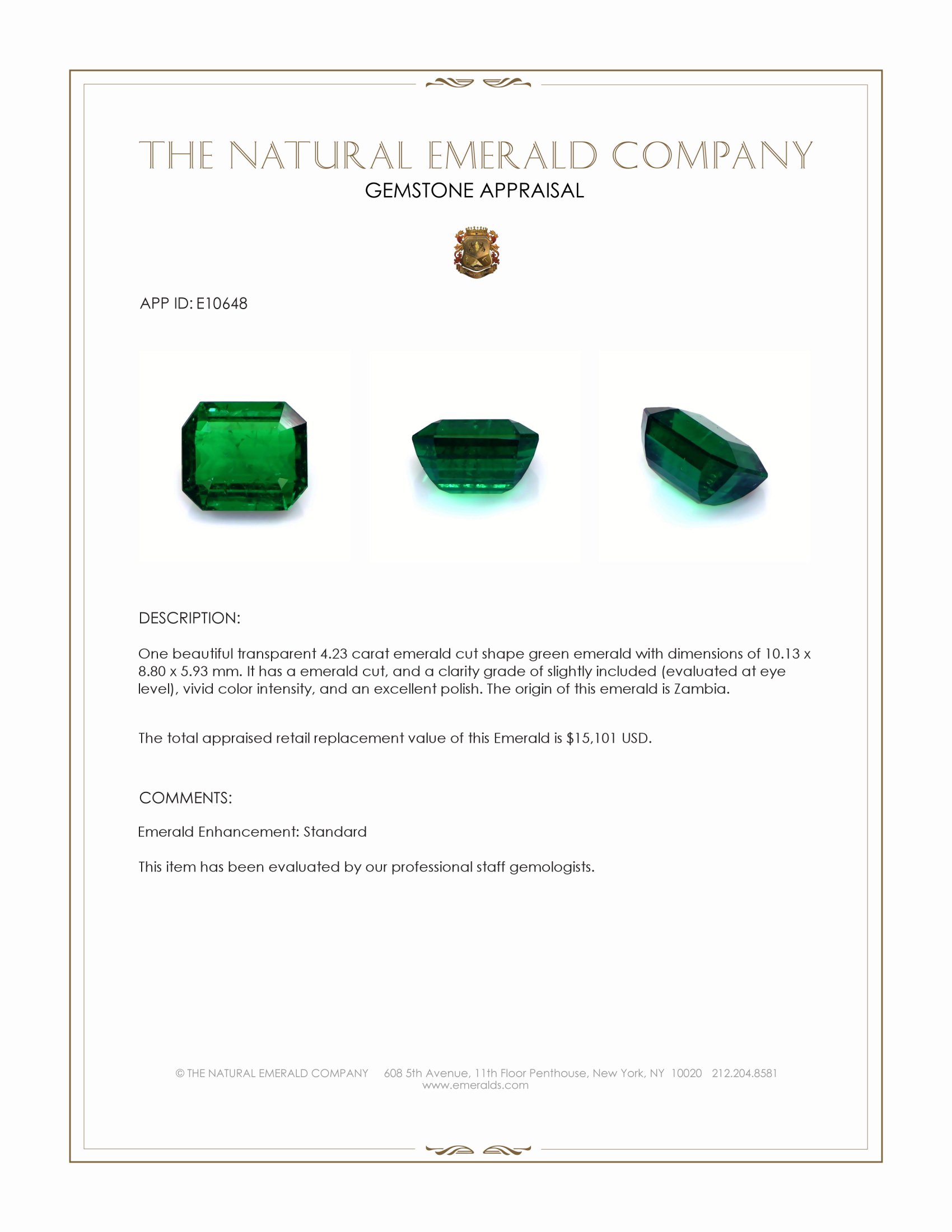 4.23 Ct. Emerald from Zambia