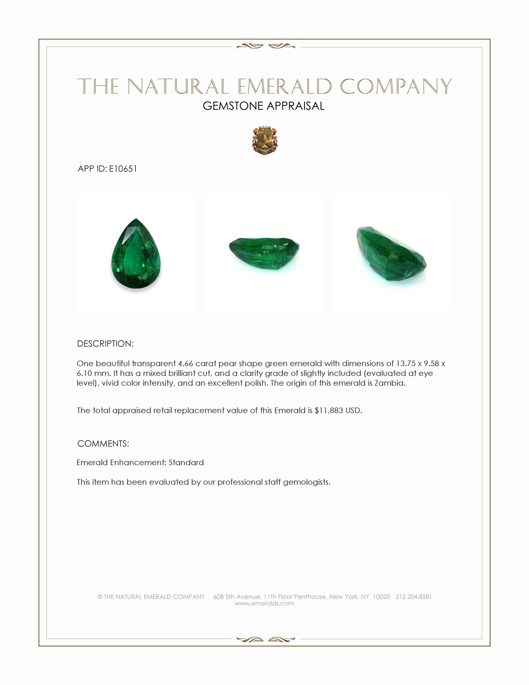4.66 Ct. Emerald from Zambia