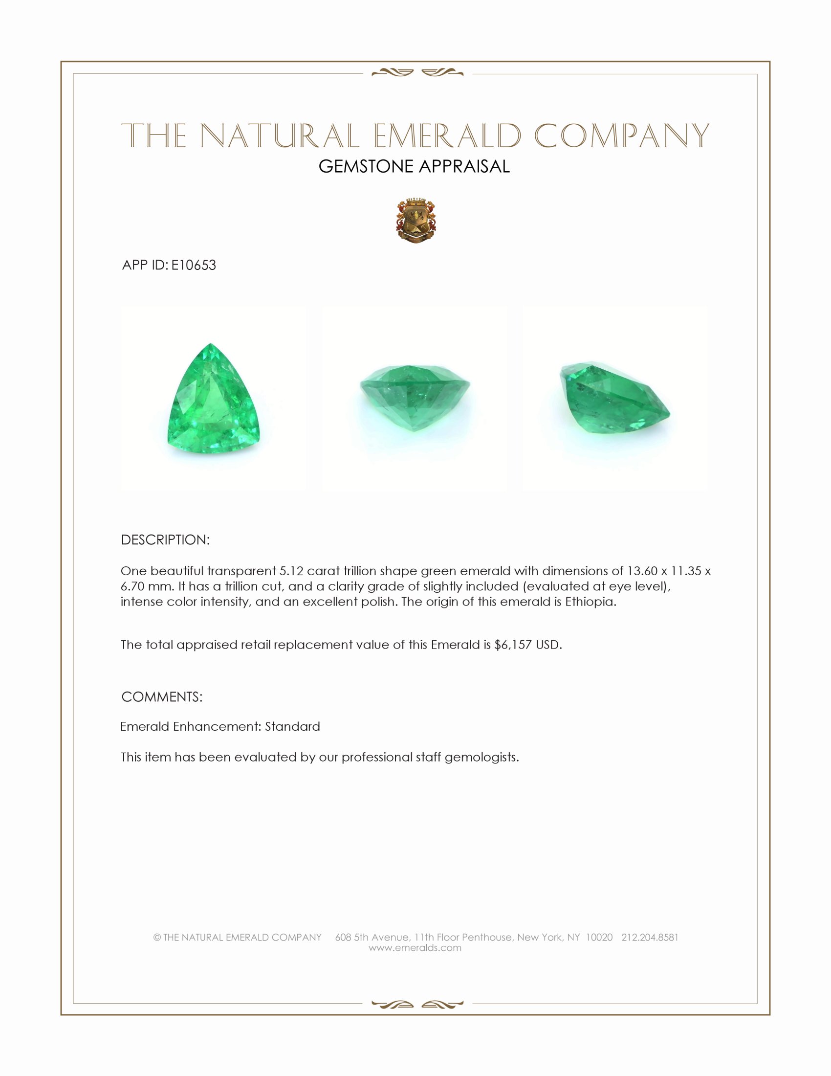 5.12 Ct. Emerald from Ethiopia