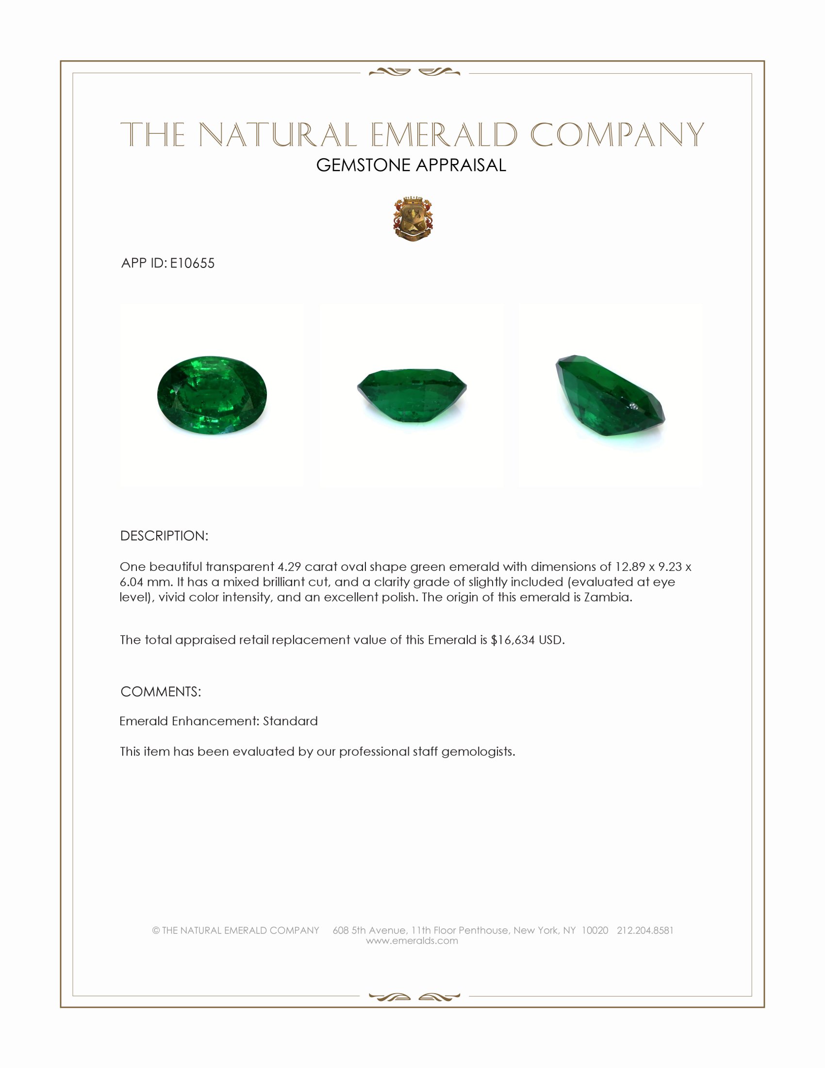 4.29 Ct. Emerald from Zambia