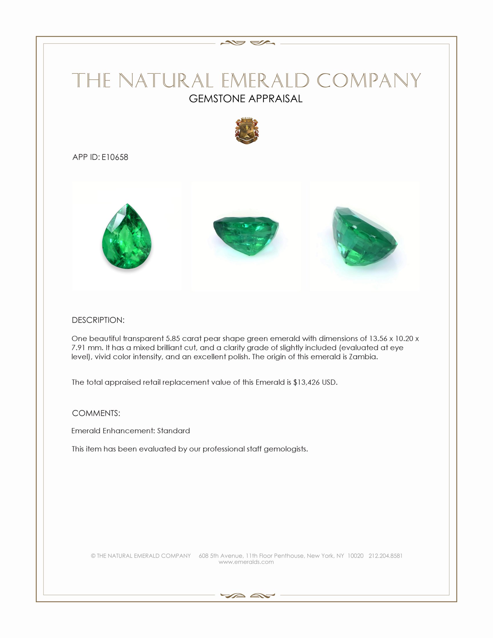 5.85 Ct. Emerald from Zambia