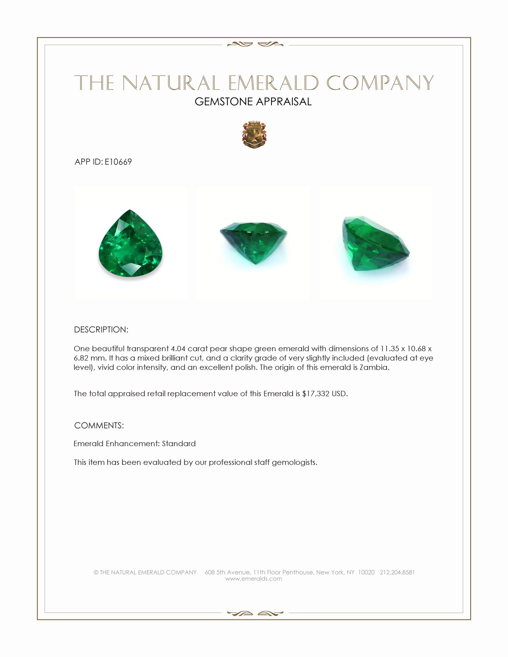 4.04 Ct. Emerald from Zambia