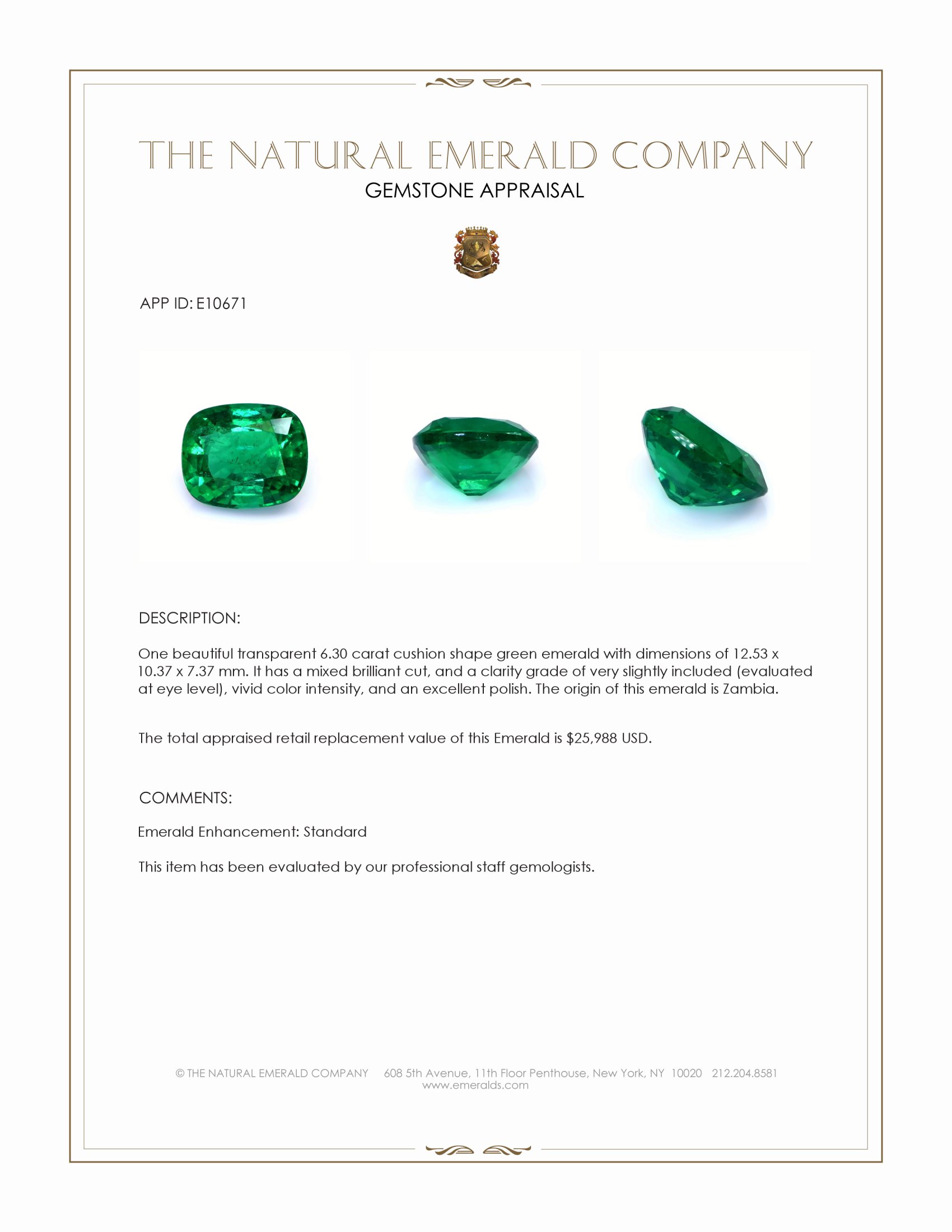 6.30 Ct. Emerald from Zambia