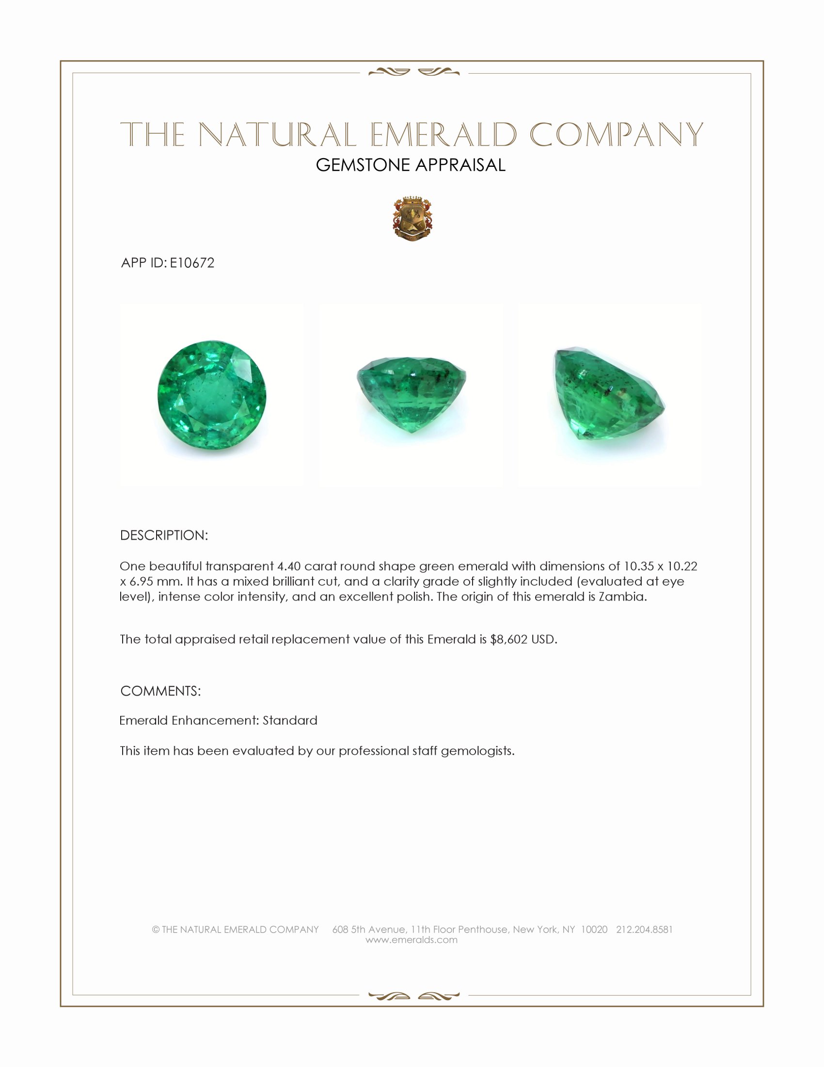 4.40 Ct. Emerald from Zambia