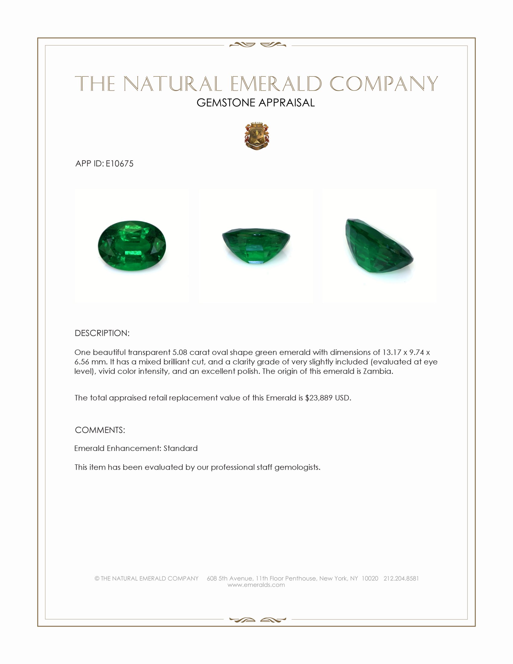 5.08 Ct. Emerald from Zambia