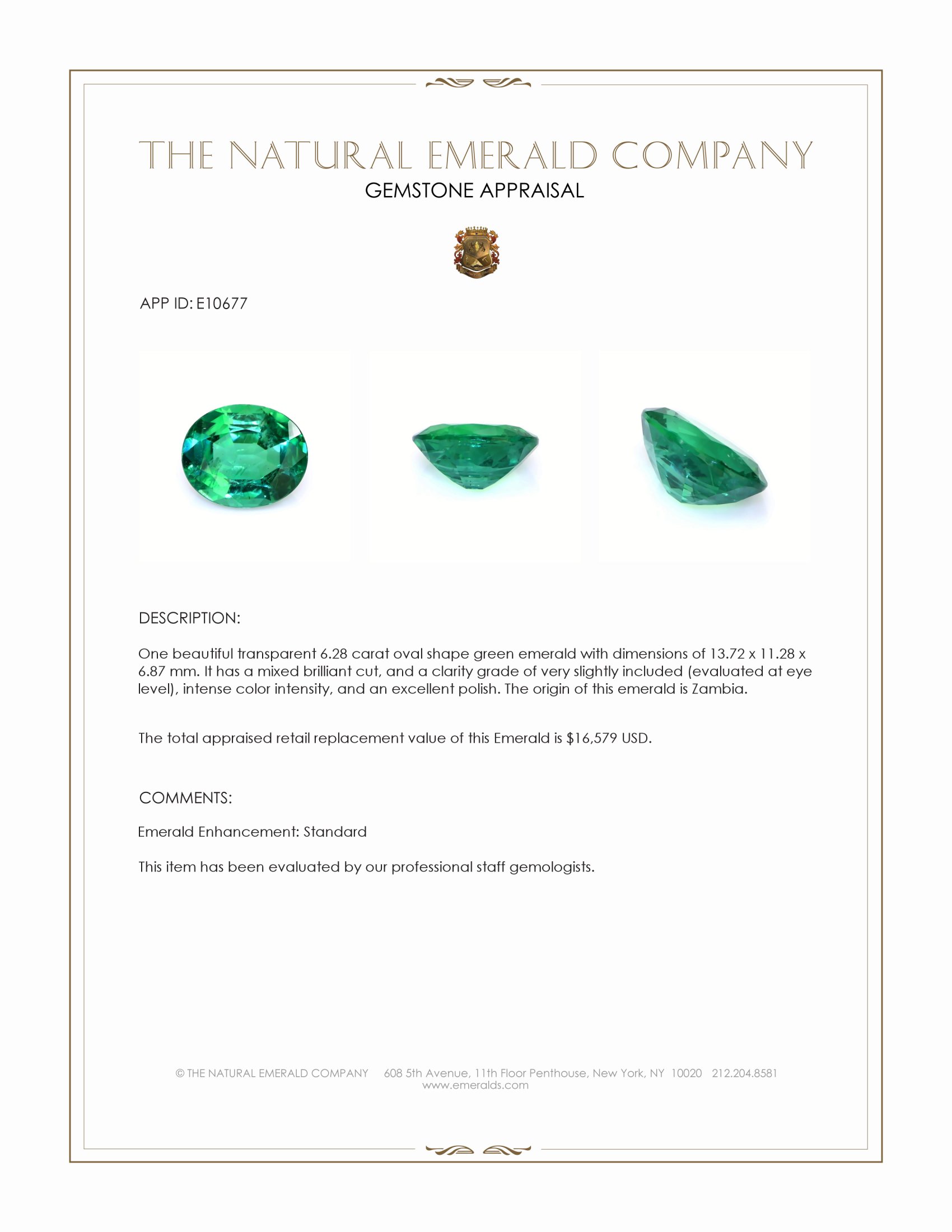 6.28 Ct. Emerald from Zambia