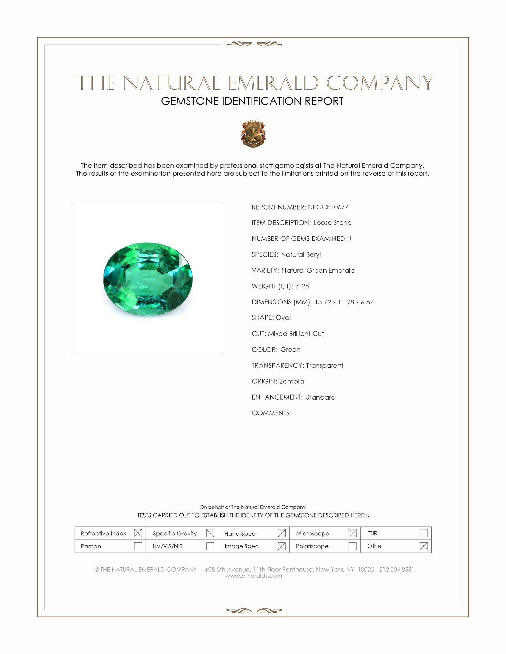 6.28 Ct. Emerald from Zambia