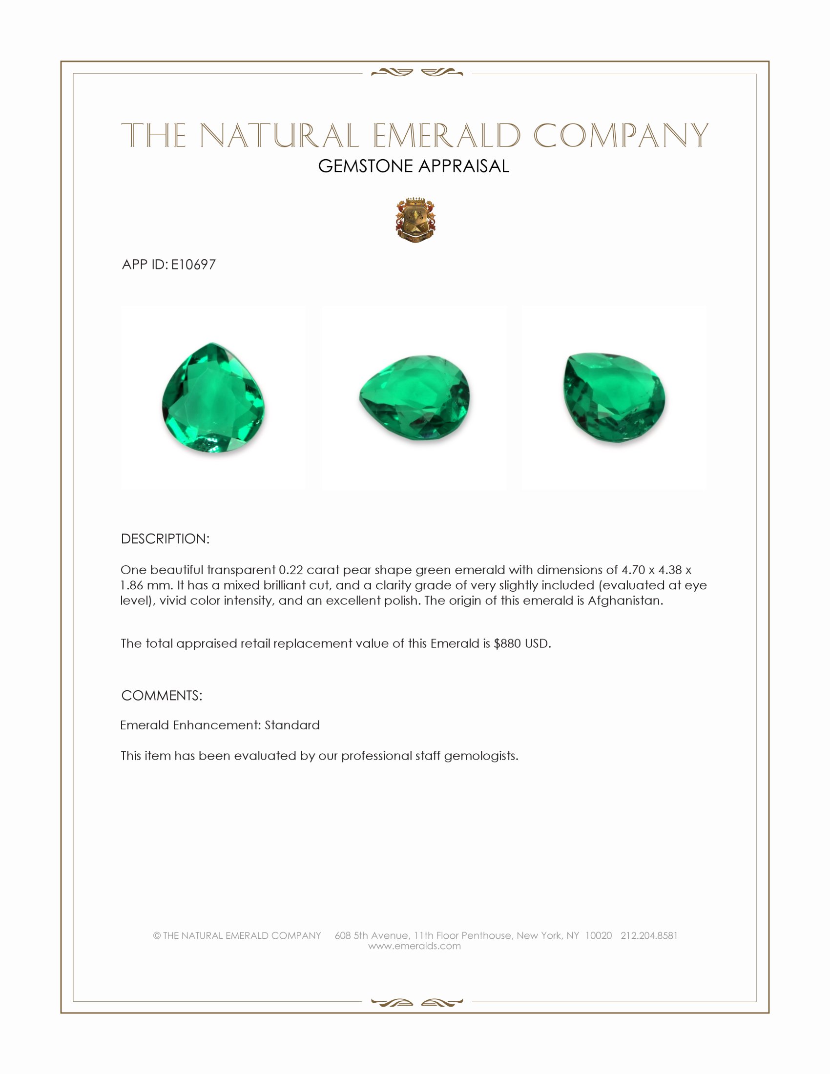 0.22 Ct. Emerald from Afghanistan