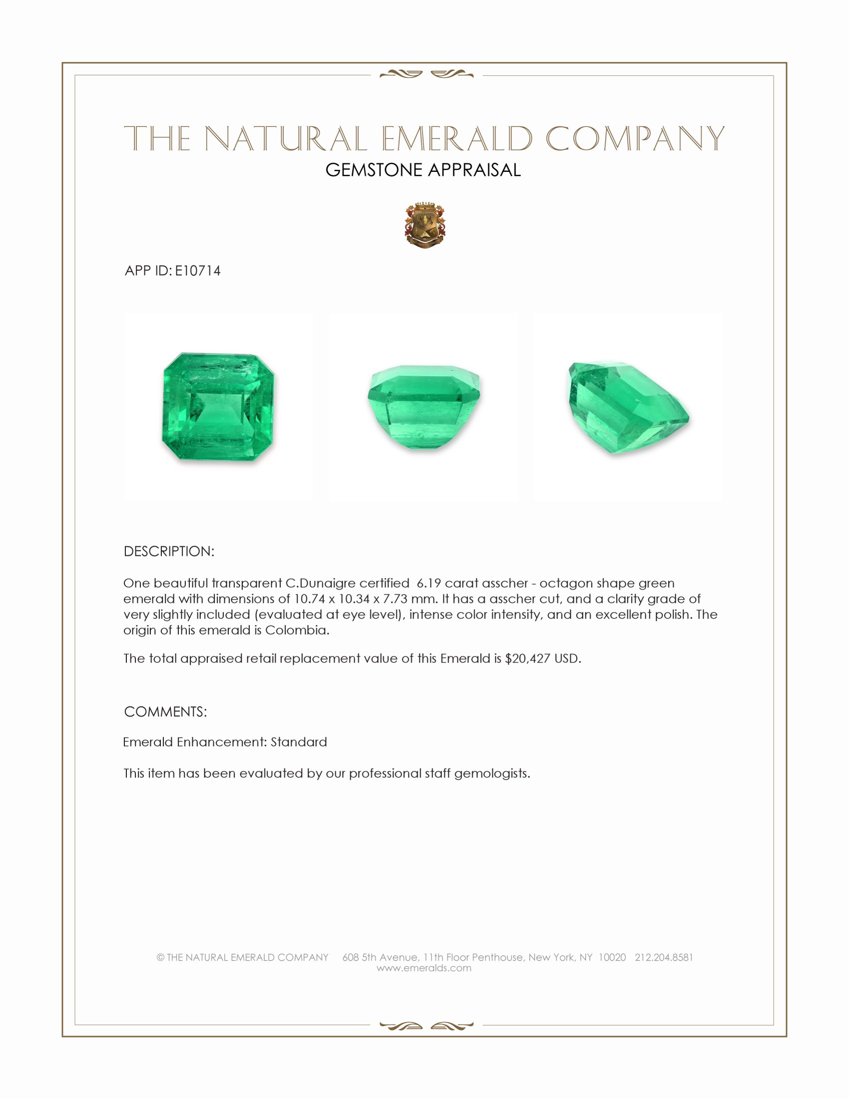 6.19 Ct. Emerald from Colombia