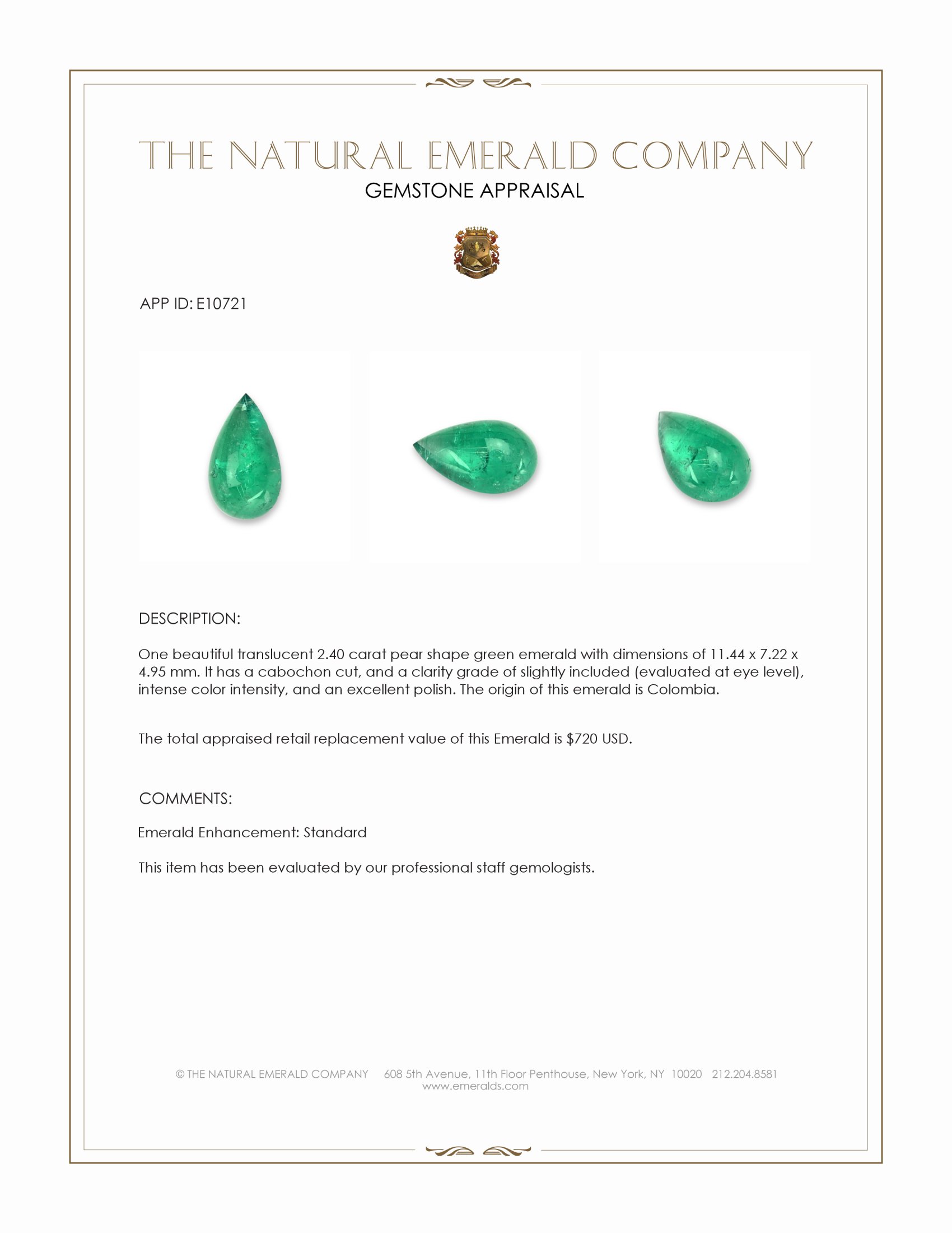 2.40 Ct. Cabochon Emerald from Colombia