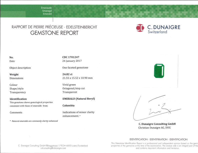 24.82 Ct. Emerald from Colombia