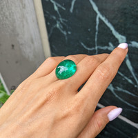 29.77 Ct. Cabochon Emerald from Colombia Life Style