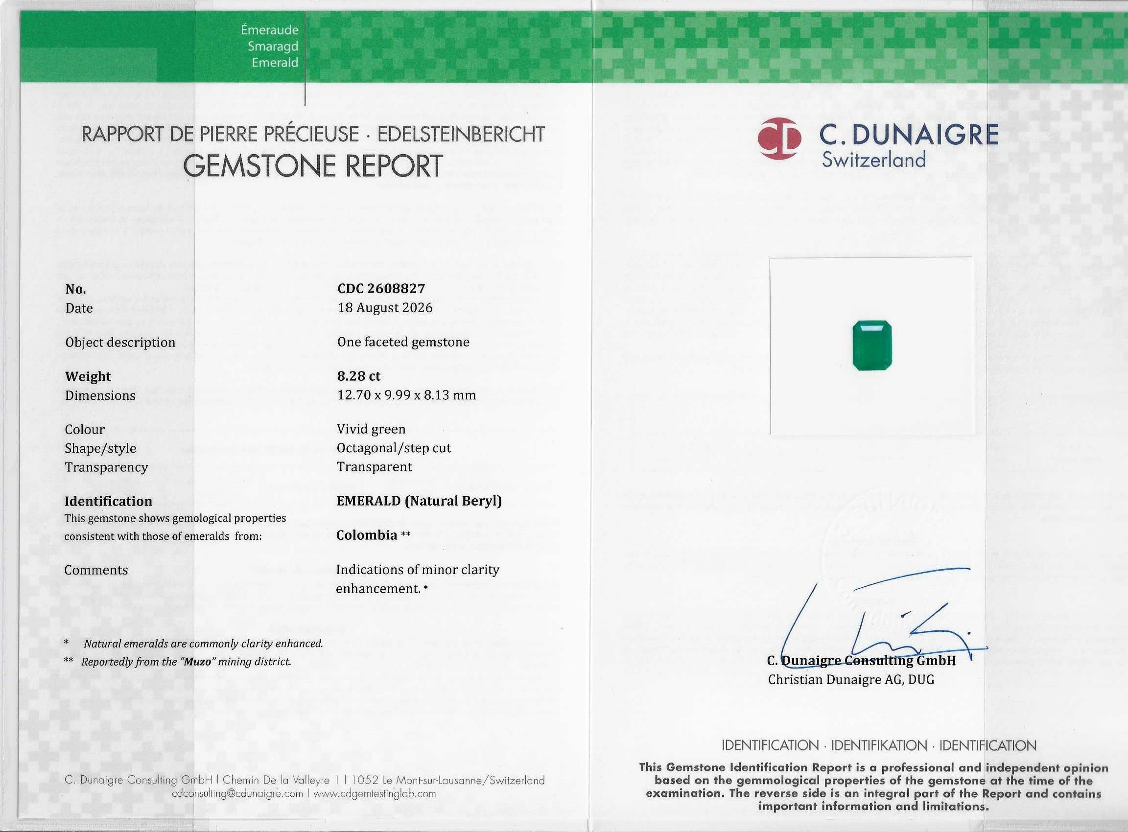 8.28 Ct. Emerald from Colombia - Muzo