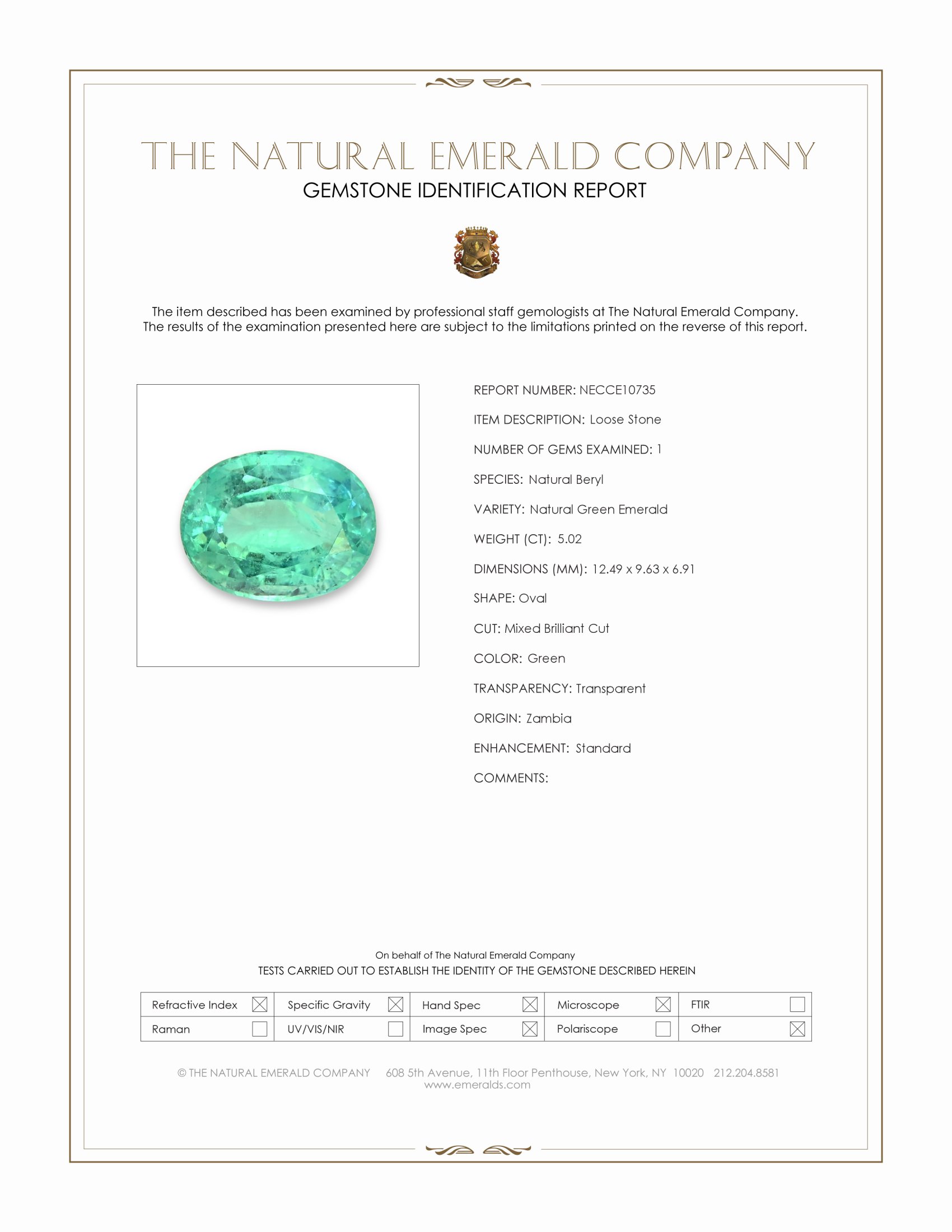 5.02 Ct. Emerald from Zambia