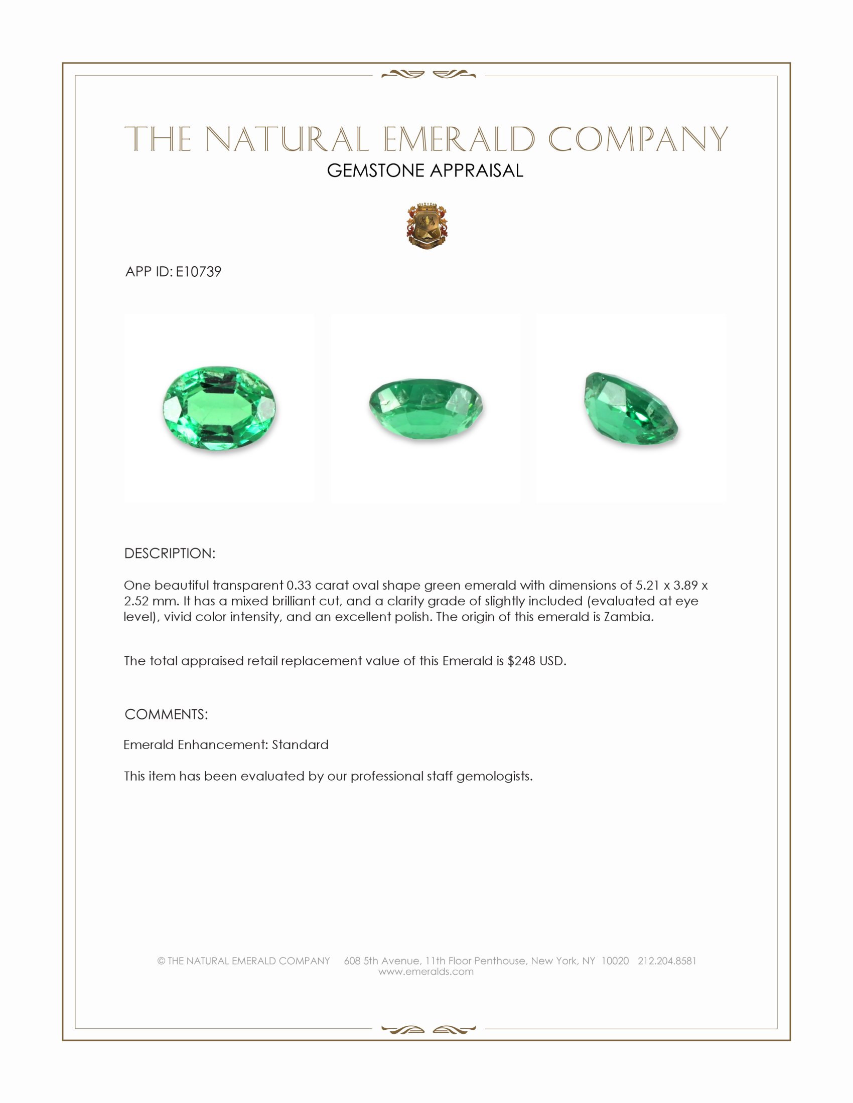 0.33 Ct. Emerald from Zambia