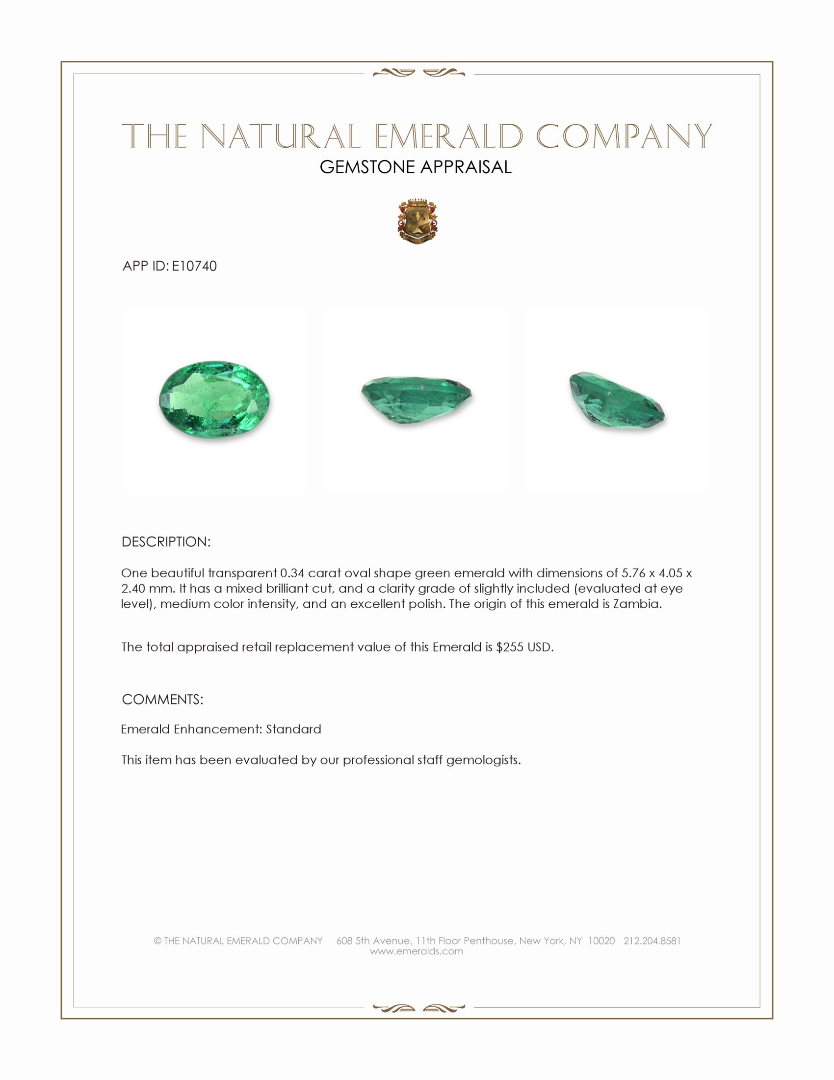 0.34 Ct. Emerald from Zambia