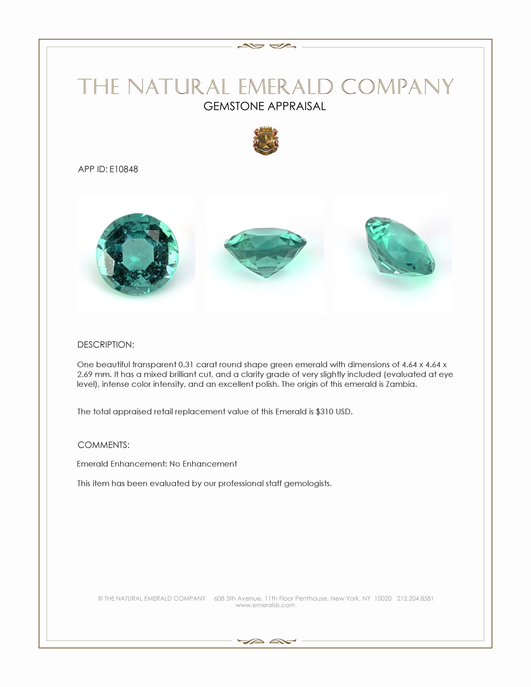 0.31 Ct. Emerald from Zambia