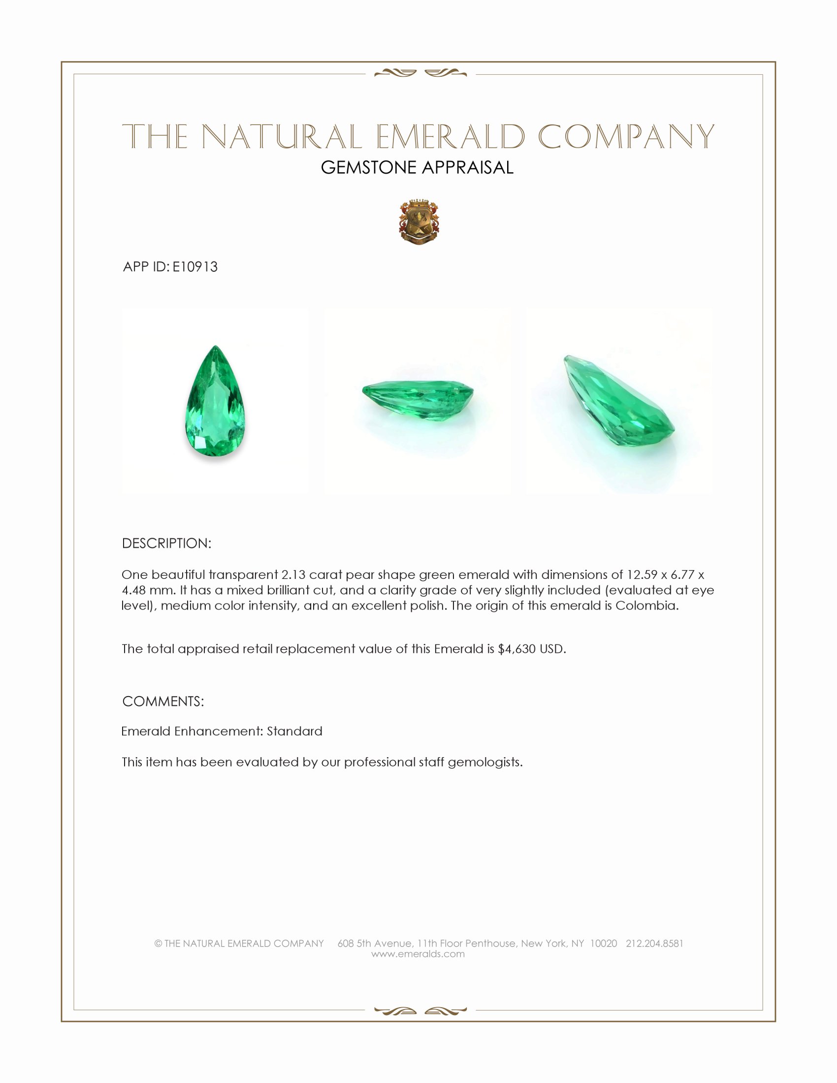 2.13 Ct. Emerald from Colombia