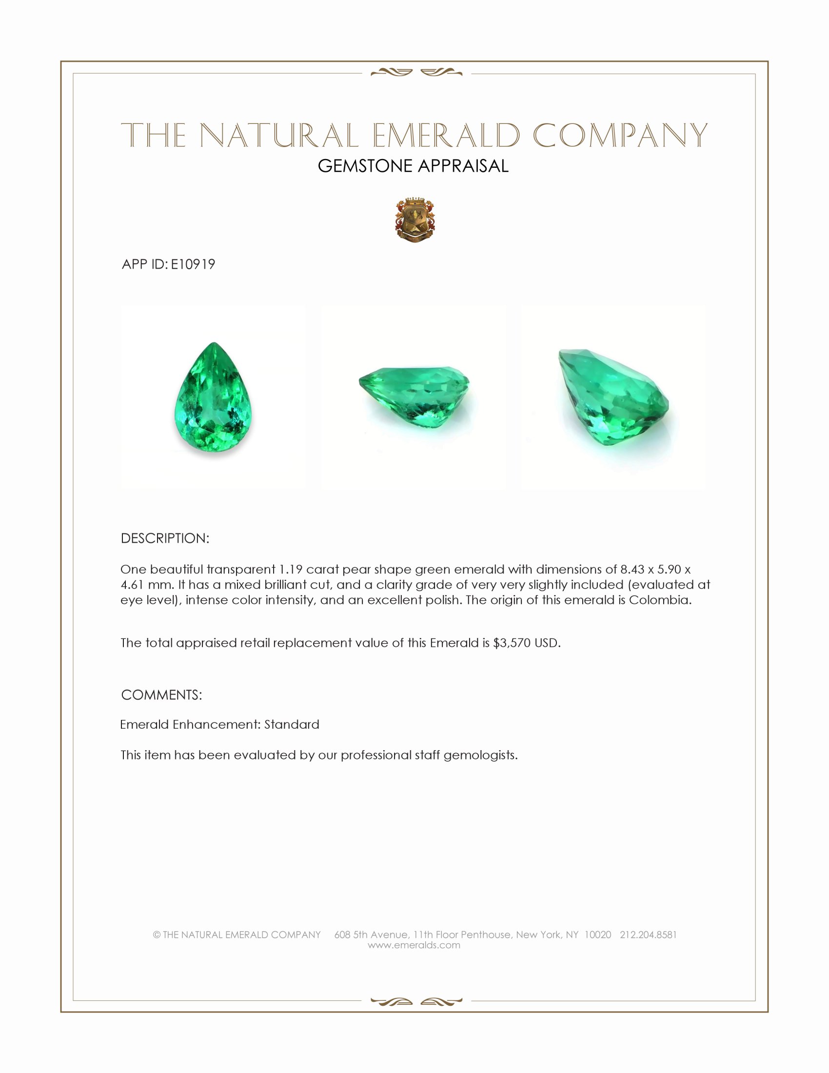 1.19 Ct. Emerald from Colombia