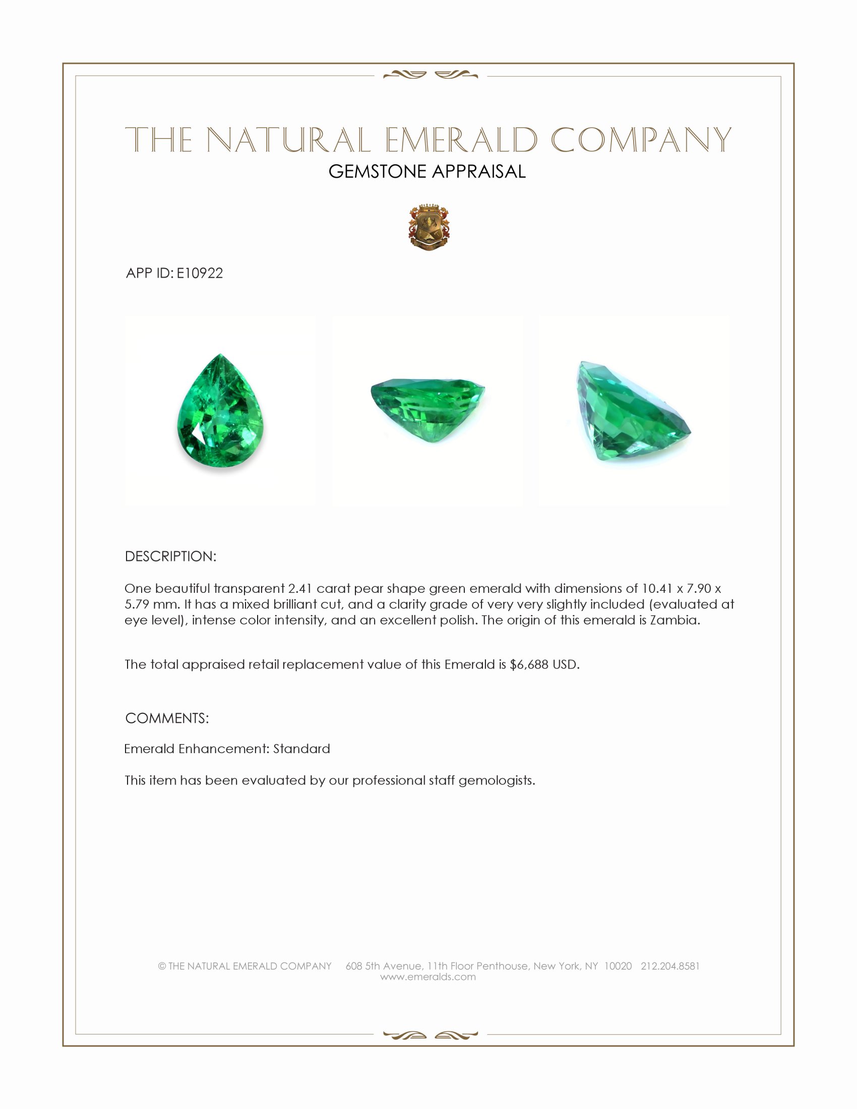 2.41 Ct. Emerald from Zambia