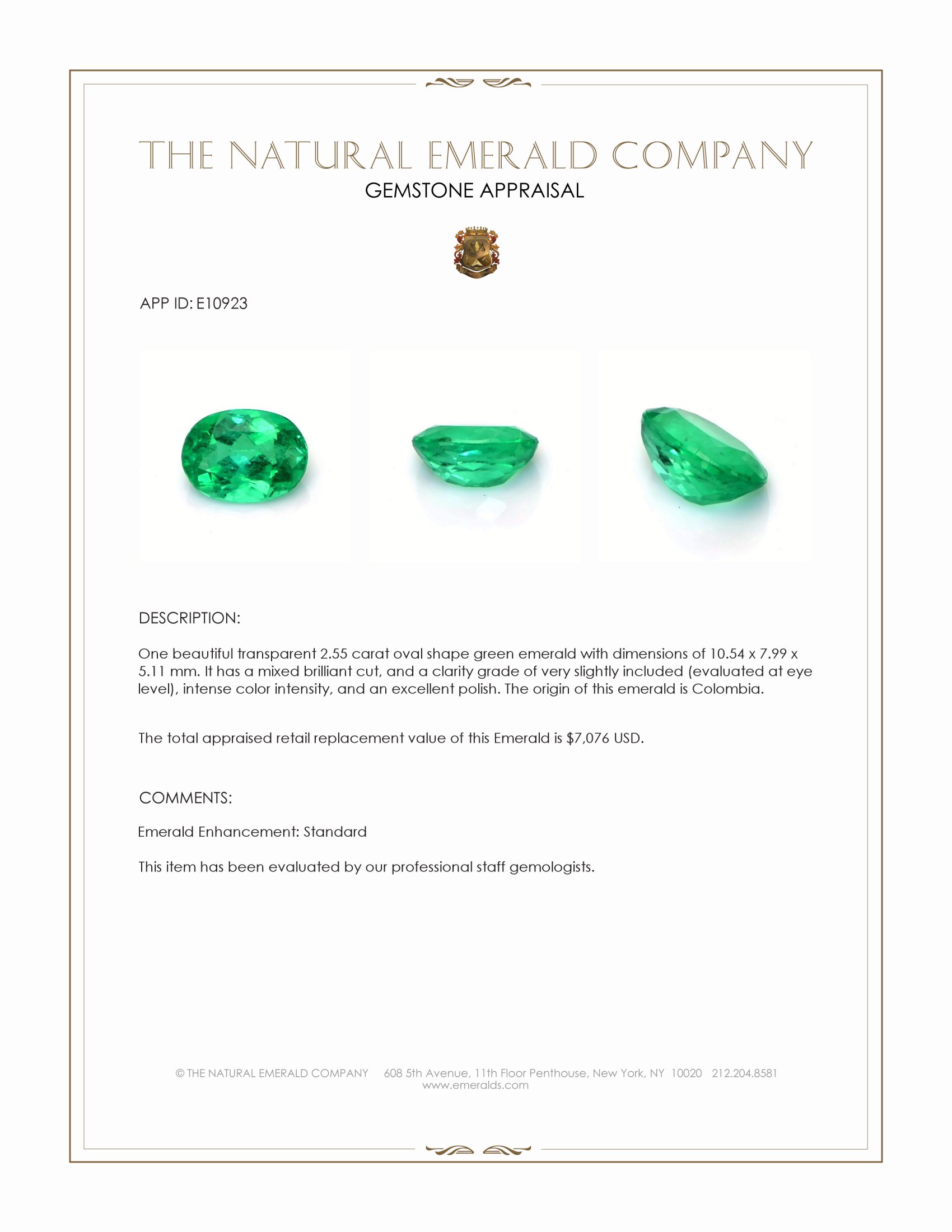 2.55 Ct. Emerald from Colombia