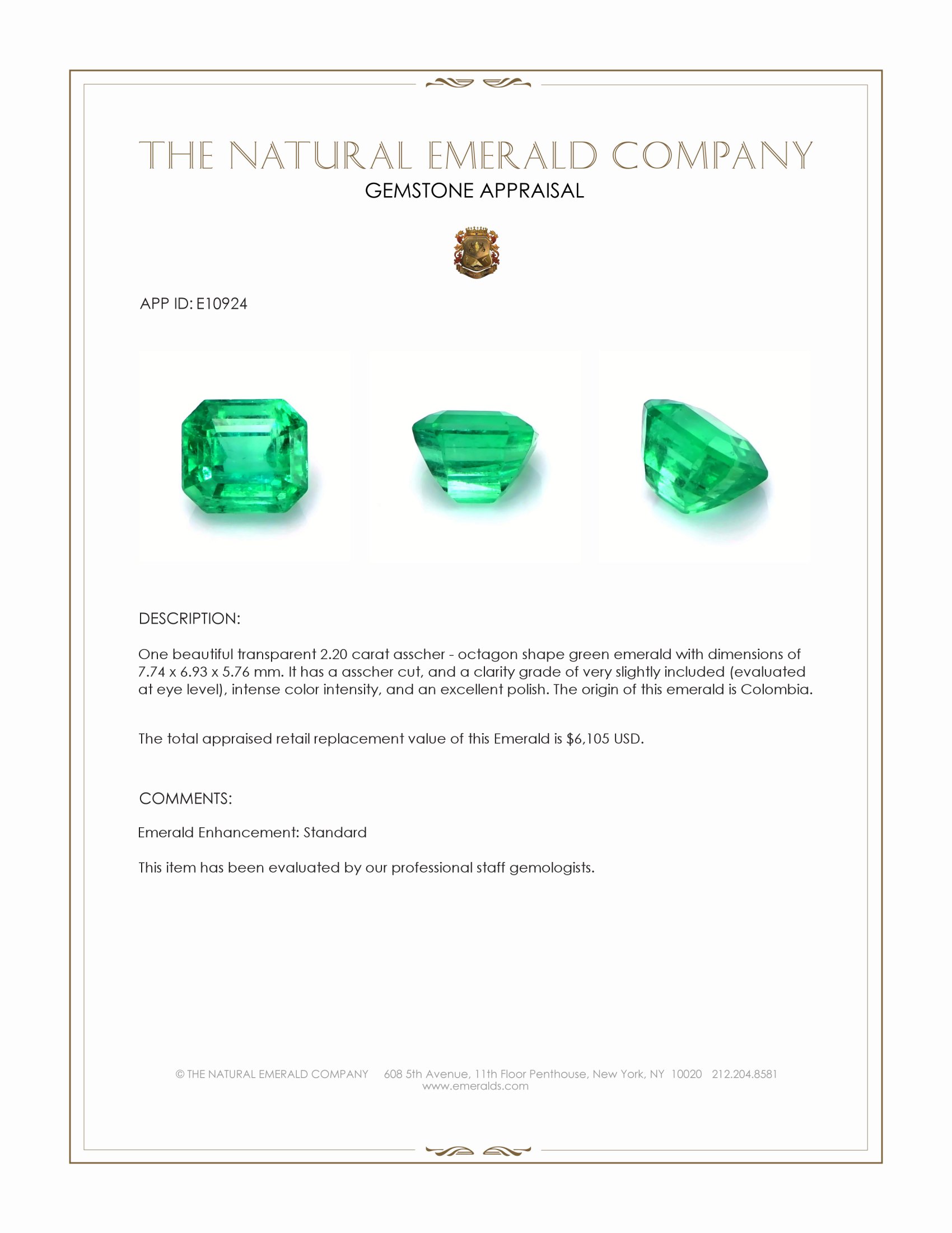2.20 Ct. Emerald from Colombia