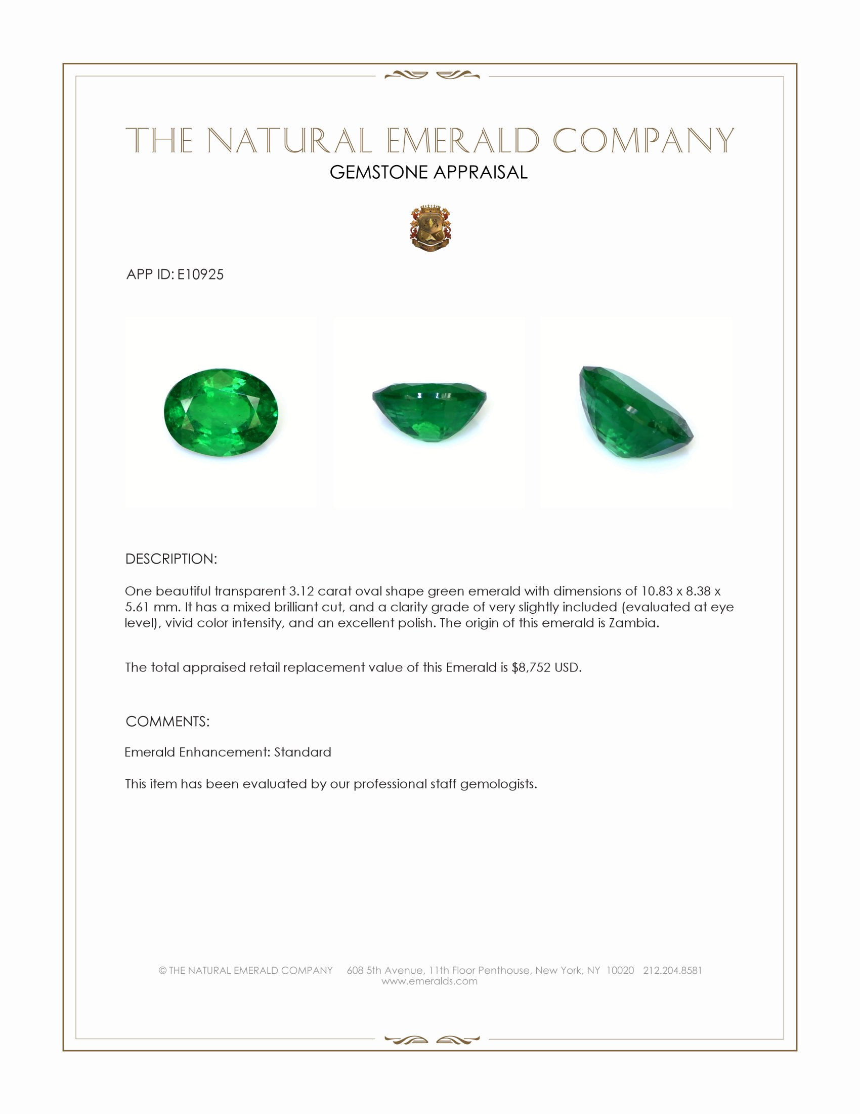 3.12 Ct. Emerald from Zambia