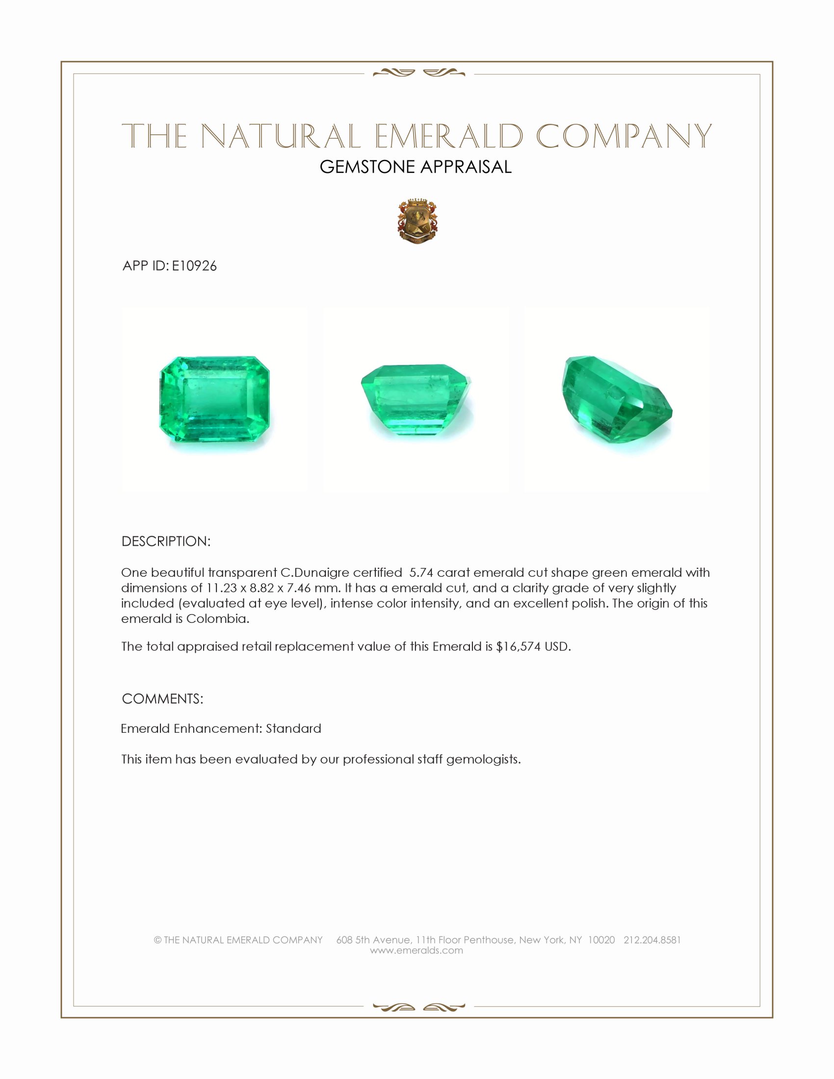 5.74 Ct. Emerald from Colombia