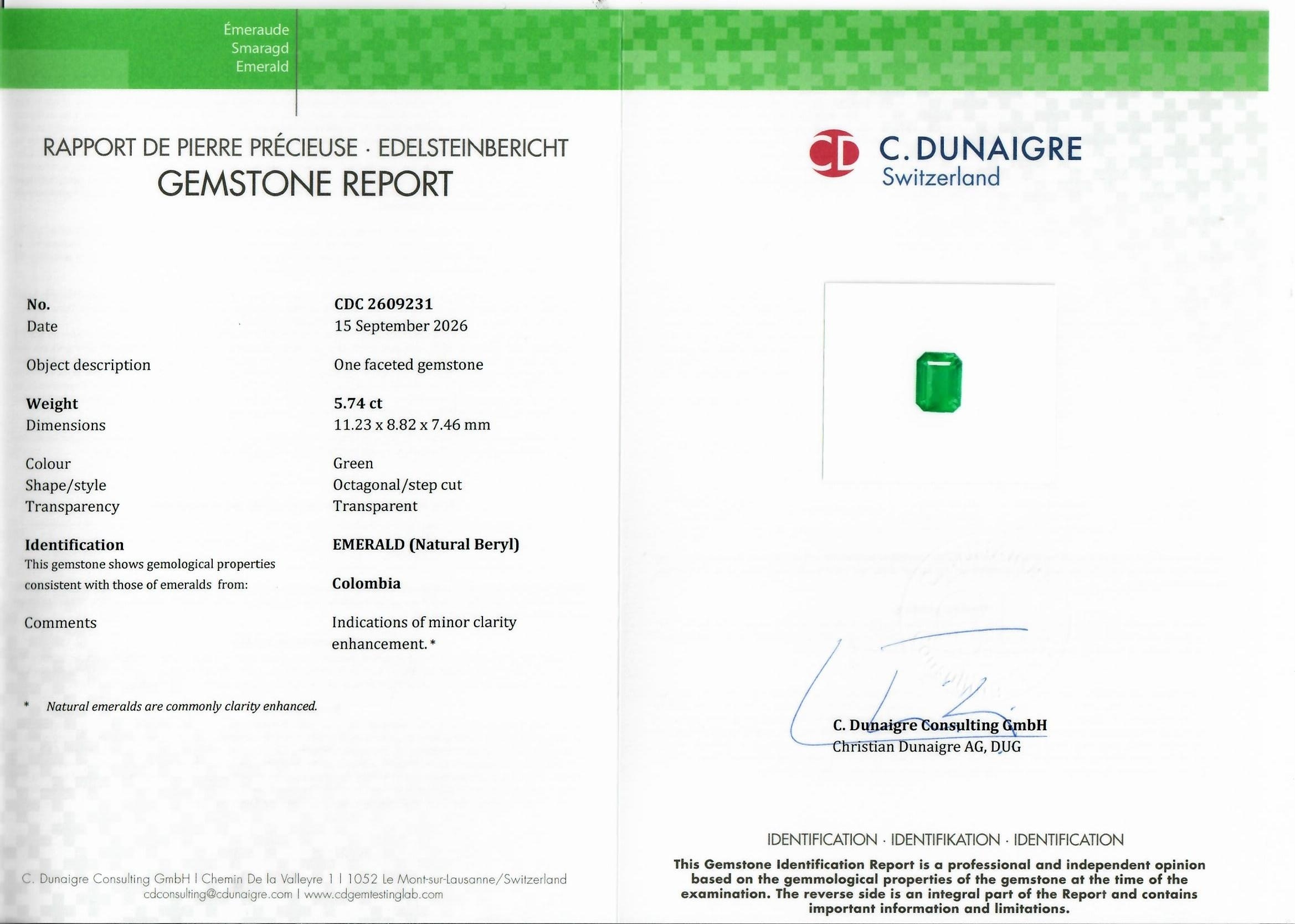 5.74 Ct. Emerald from Colombia