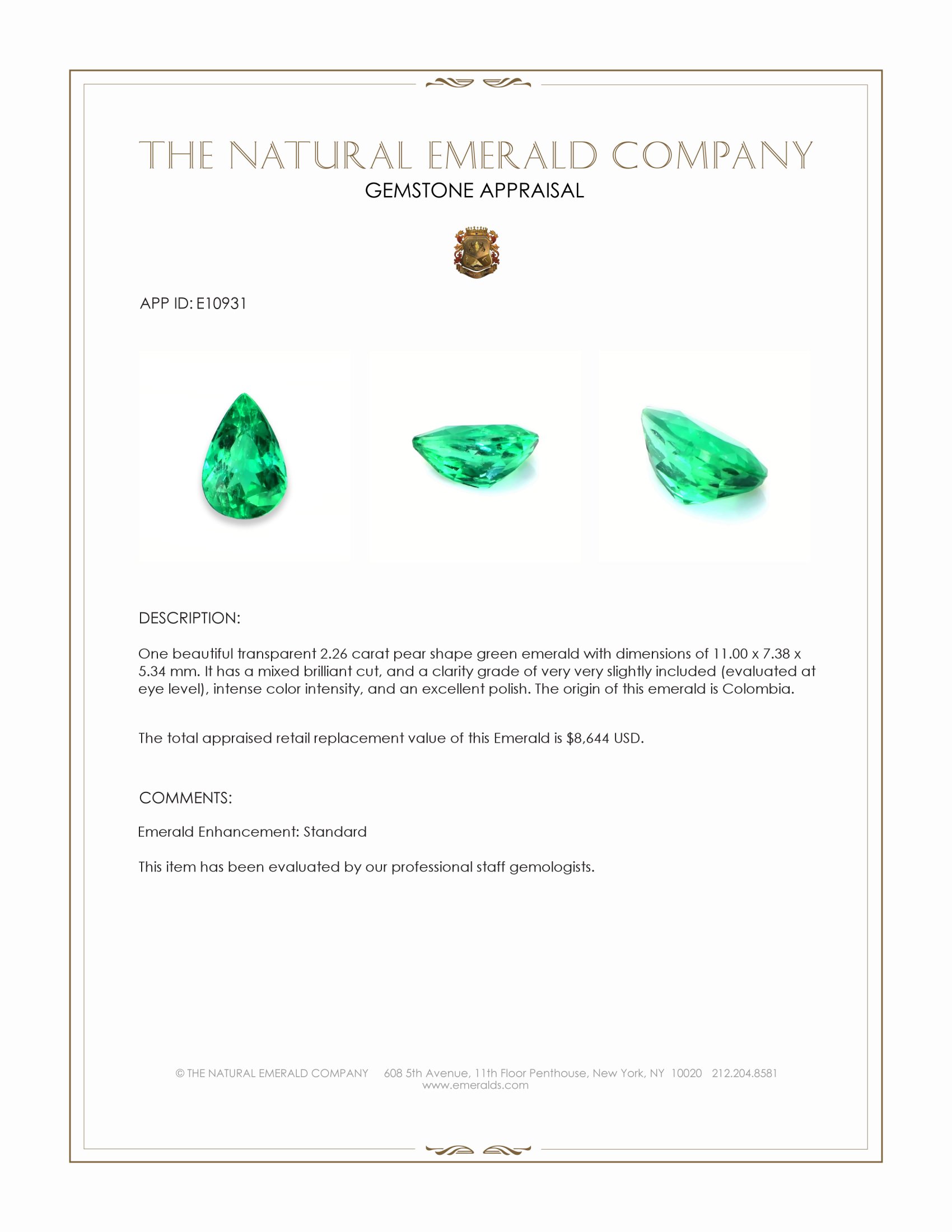 2.26 Ct. Emerald from Colombia
