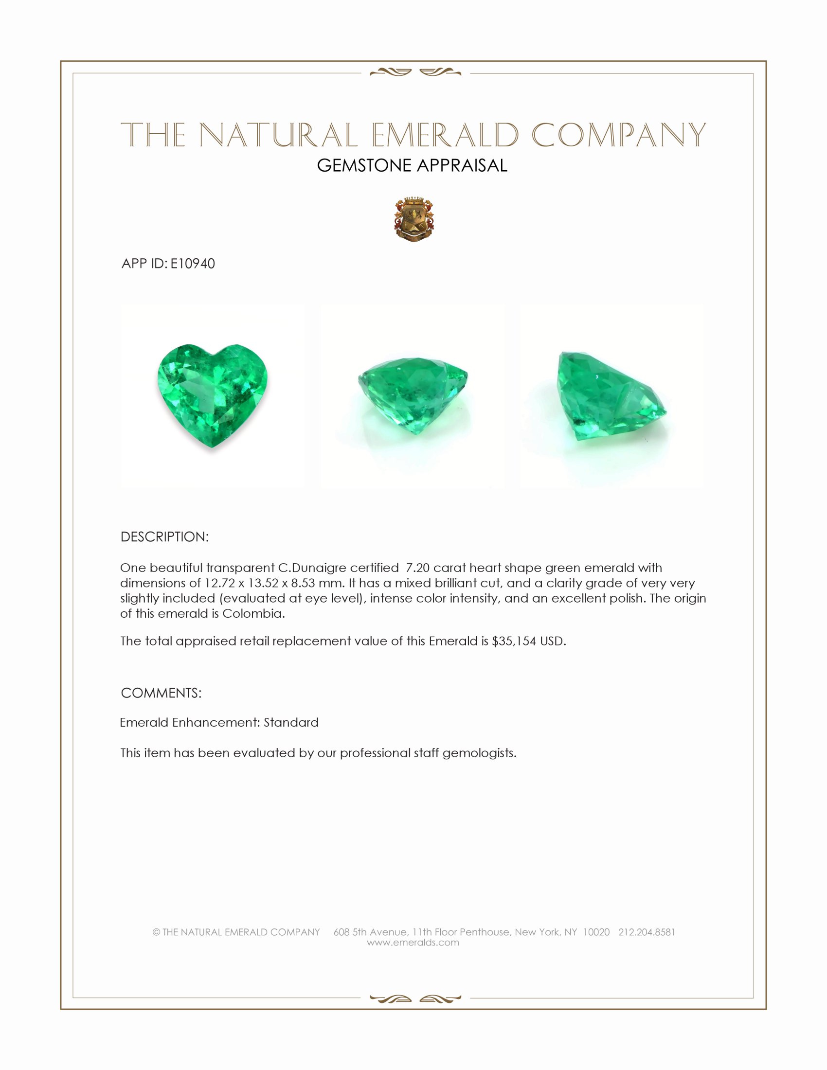 7.20 Ct. Emerald from Colombia