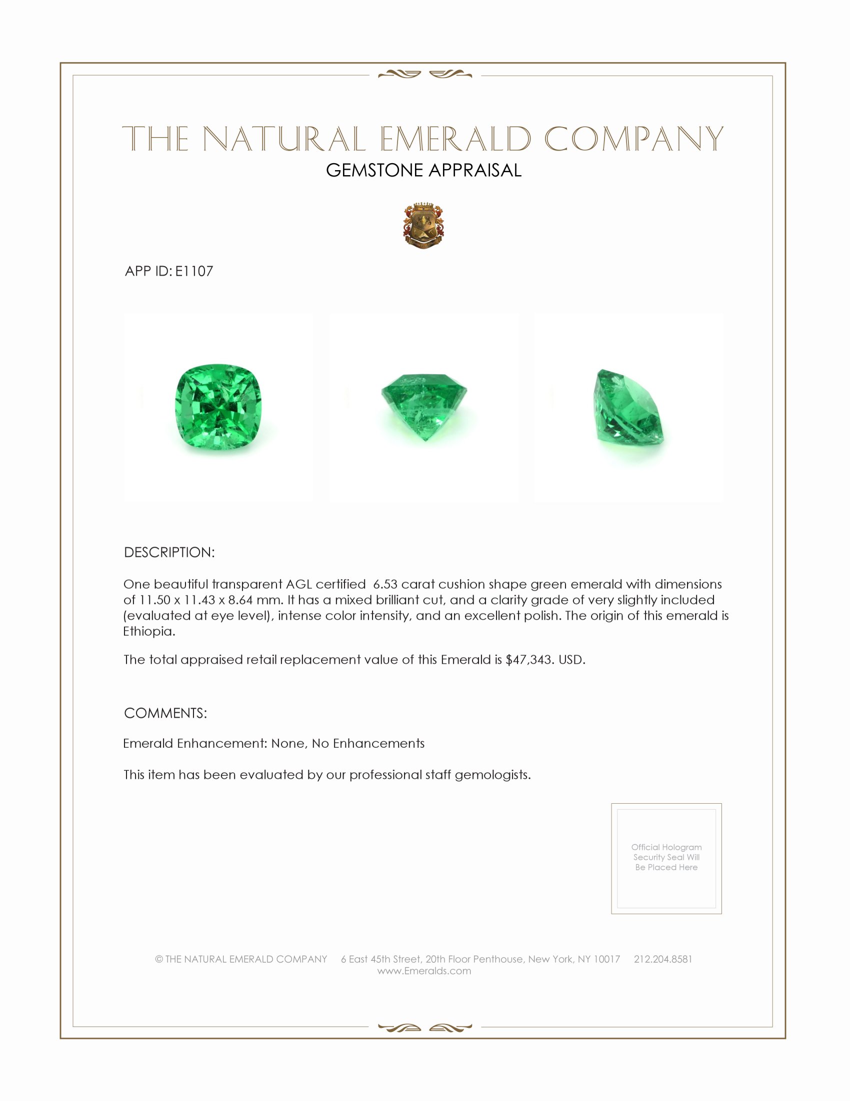 6.53 Ct. Emerald from Ethiopia