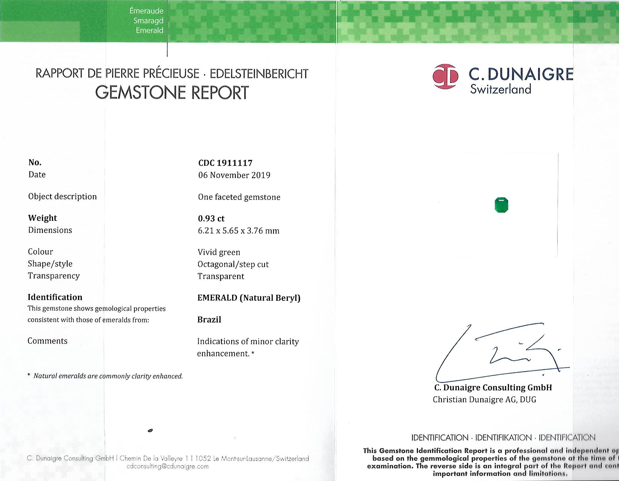0.93 Ct. Emerald from Brazil