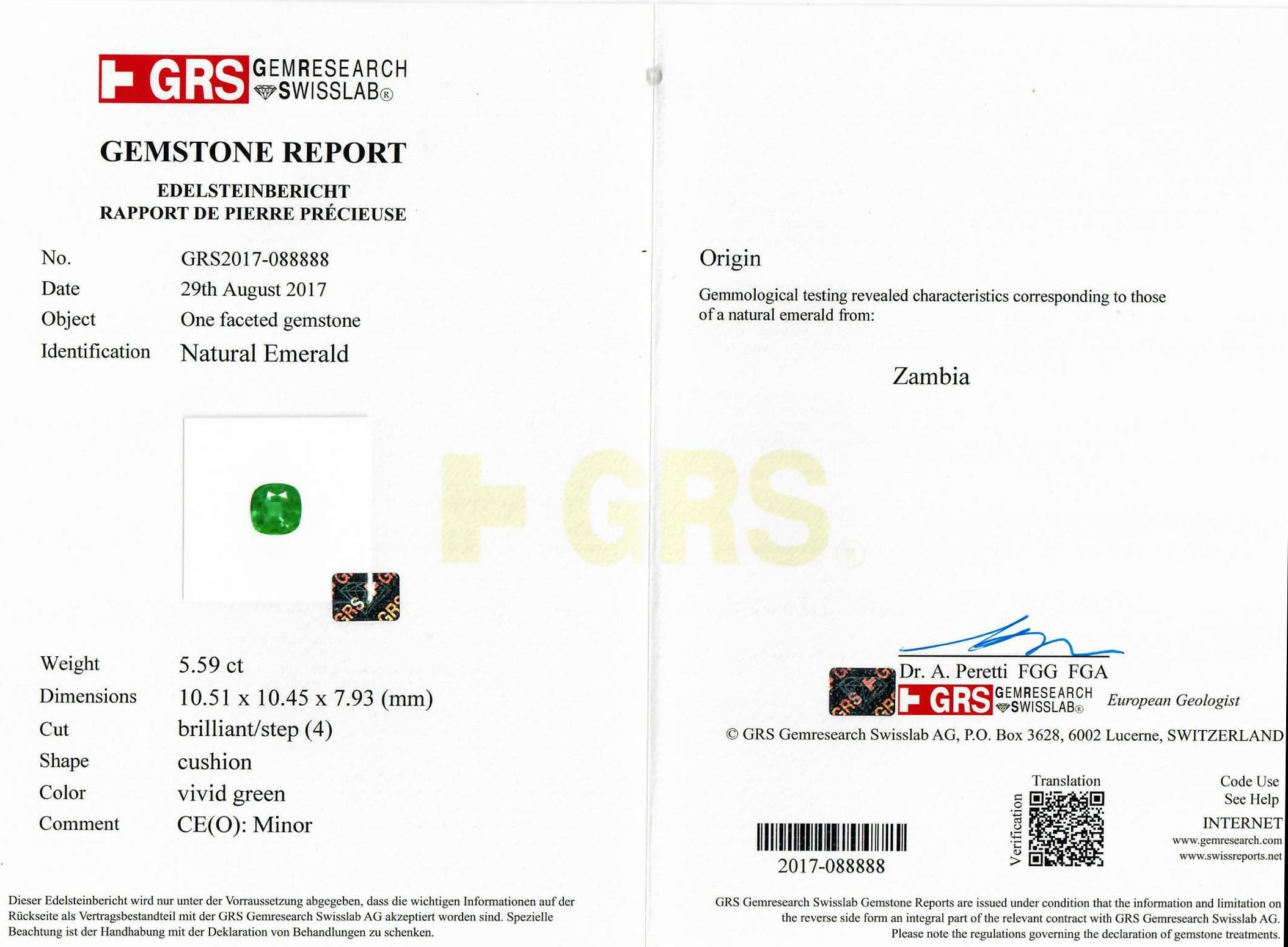 5.59 Ct. Emerald from Zambia