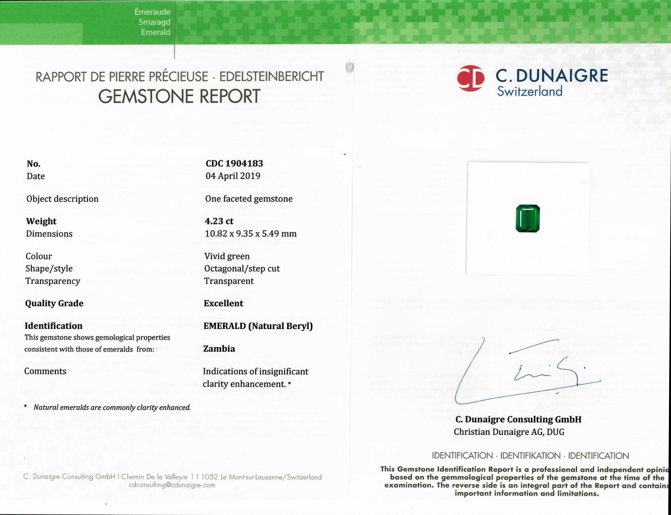 4.23 Ct. Emerald from Zambia