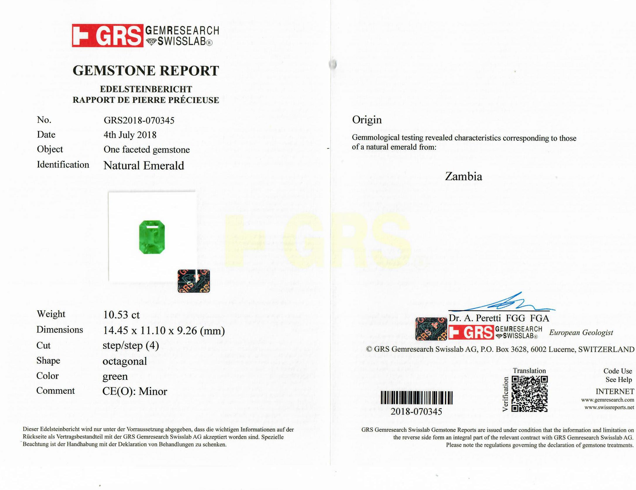 10.53 Ct. Emerald from Zambia