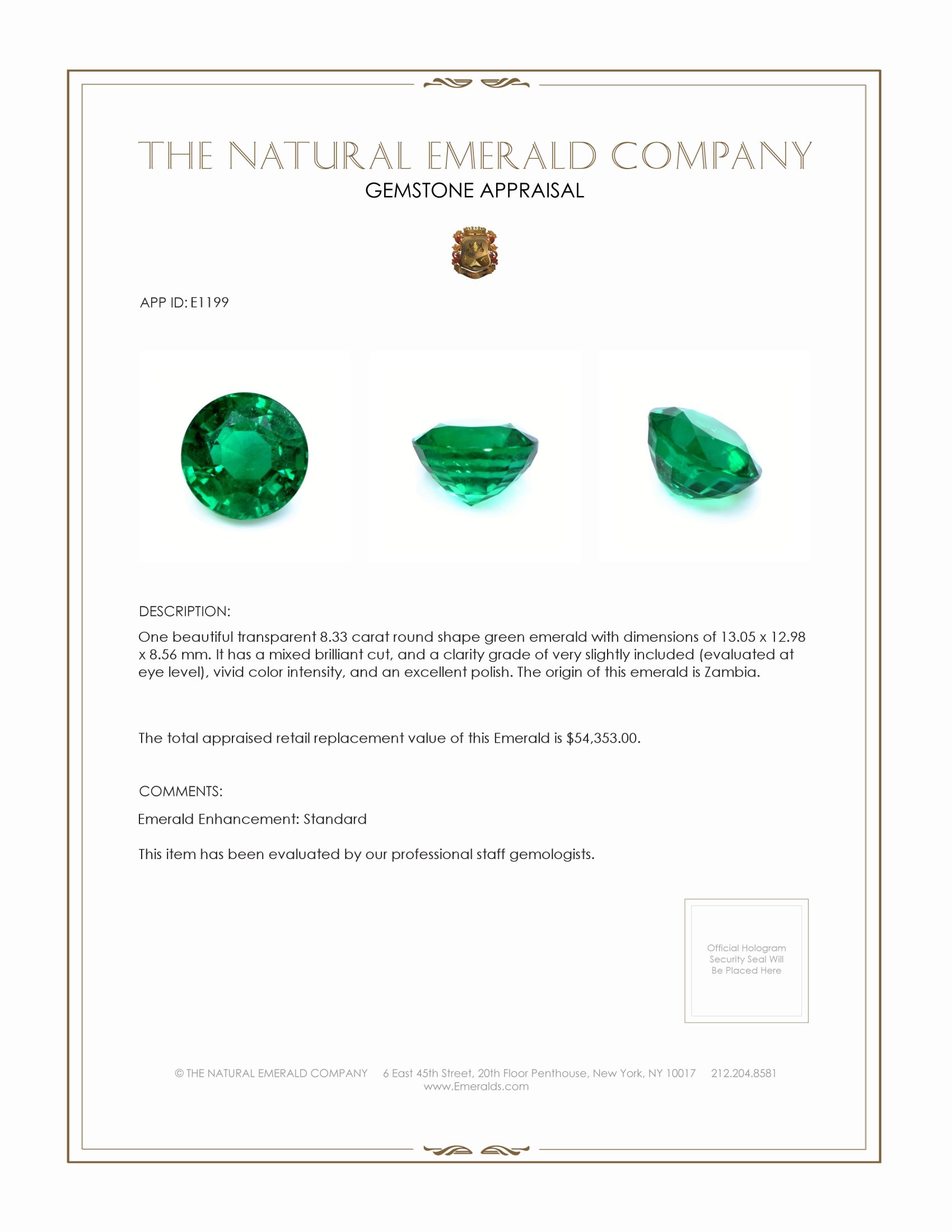 8.33 Ct. Emerald from Zambia