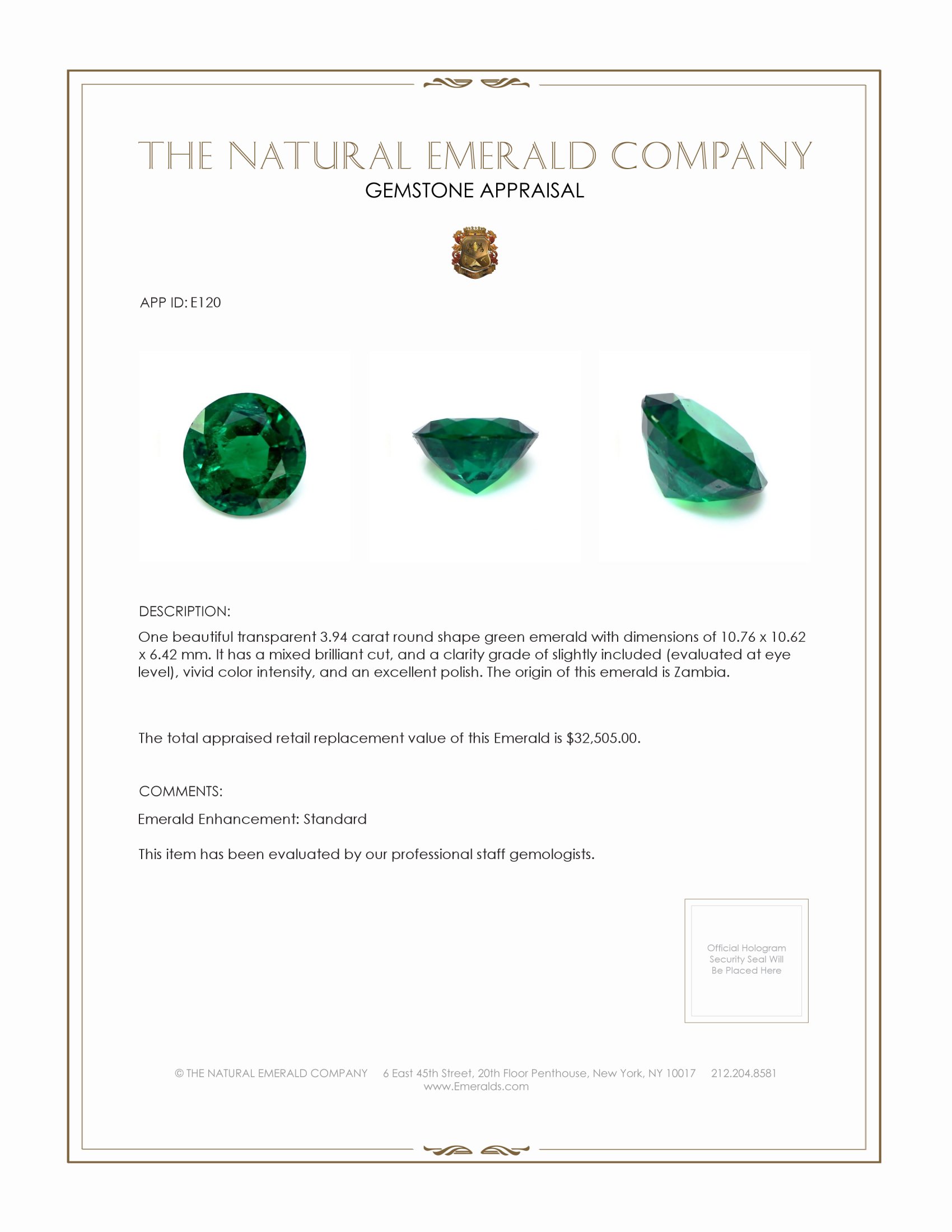 3.94 Ct. Emerald from Zambia