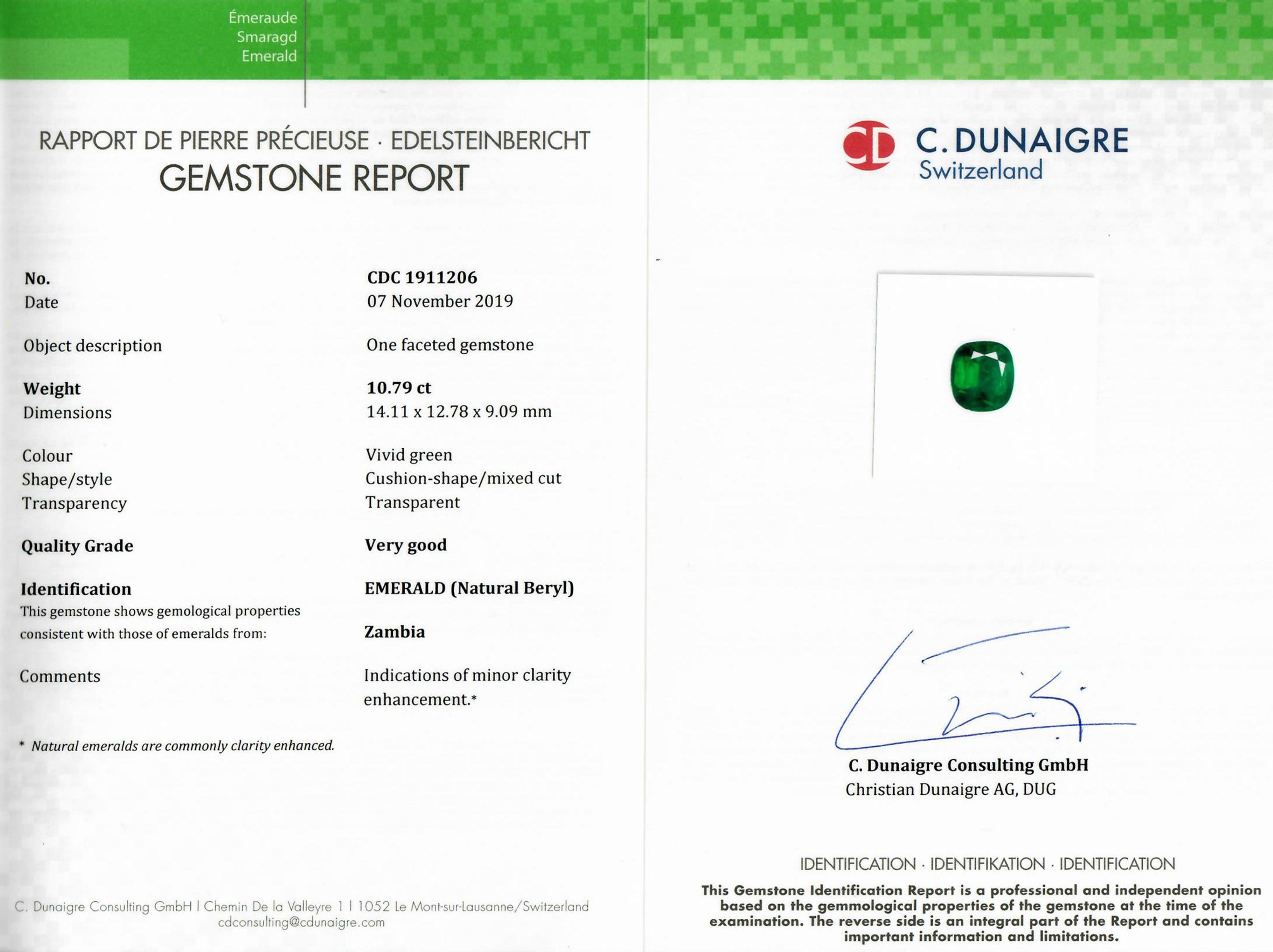 10.79 Ct. Emerald from Zambia