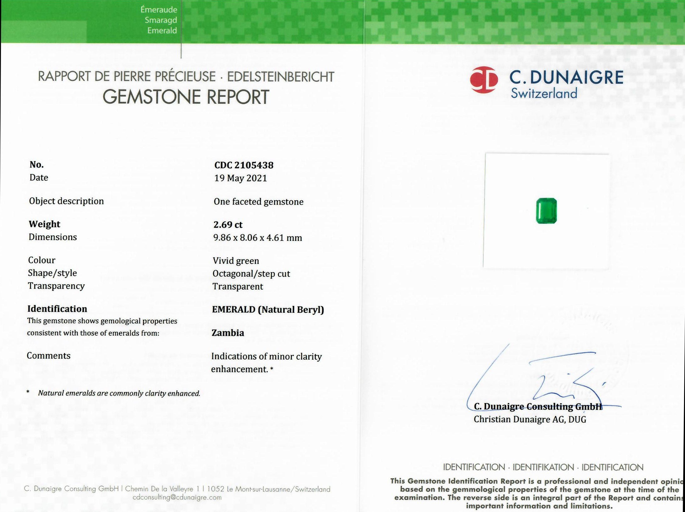 2.69 Ct. Emerald from Zambia