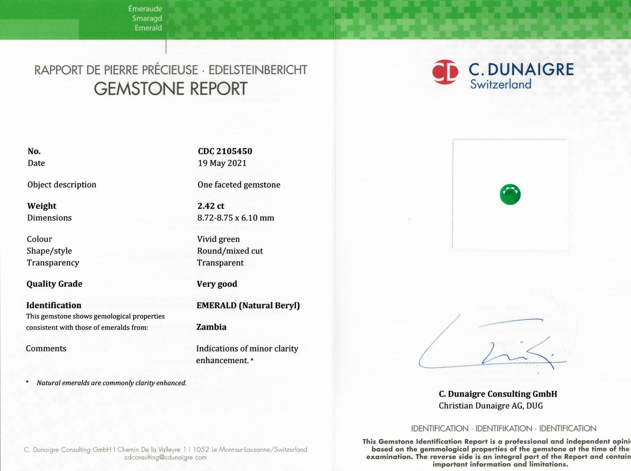 2.42 Ct. Emerald from Zambia