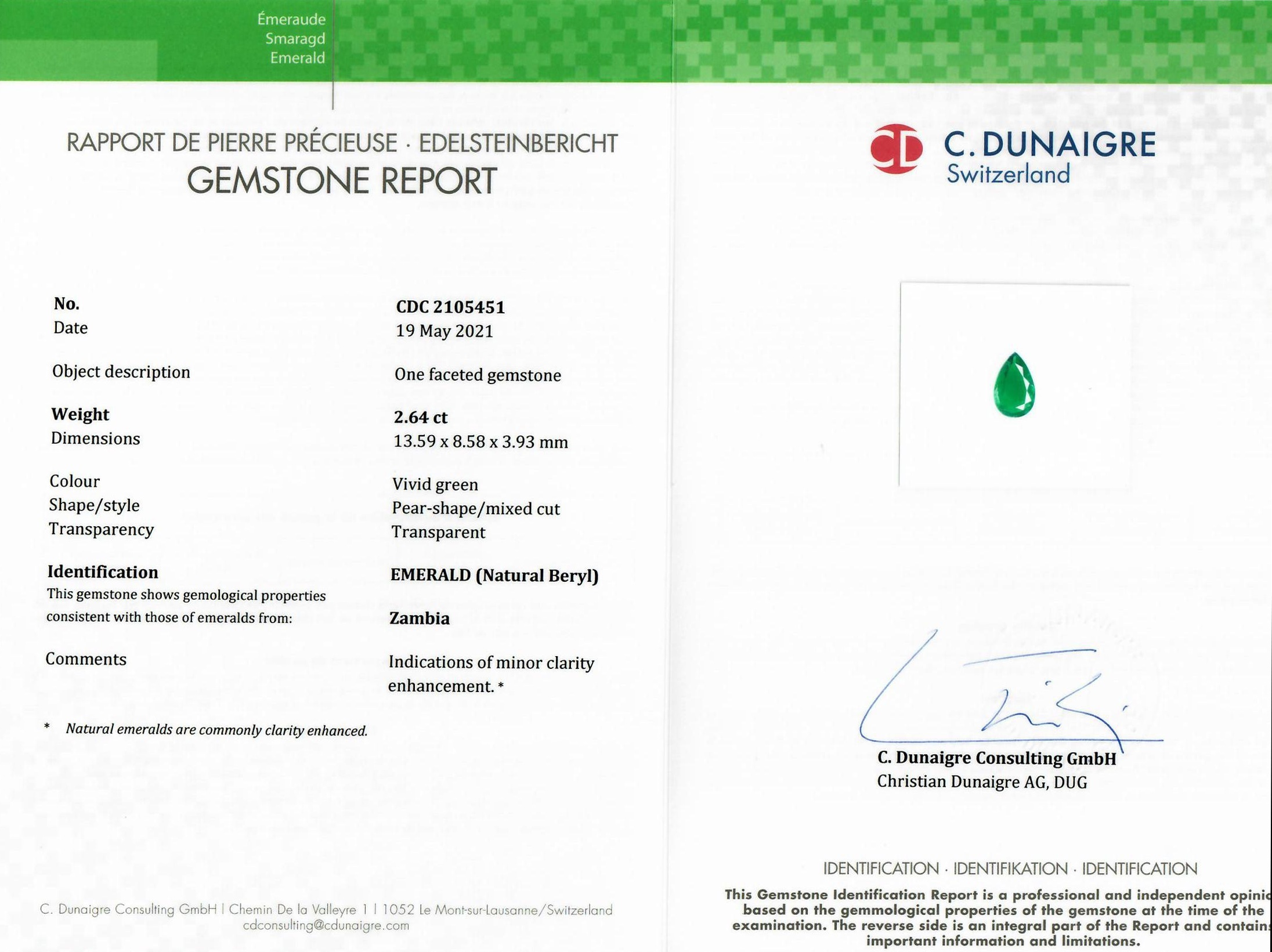 2.64 Ct. Emerald from Zambia